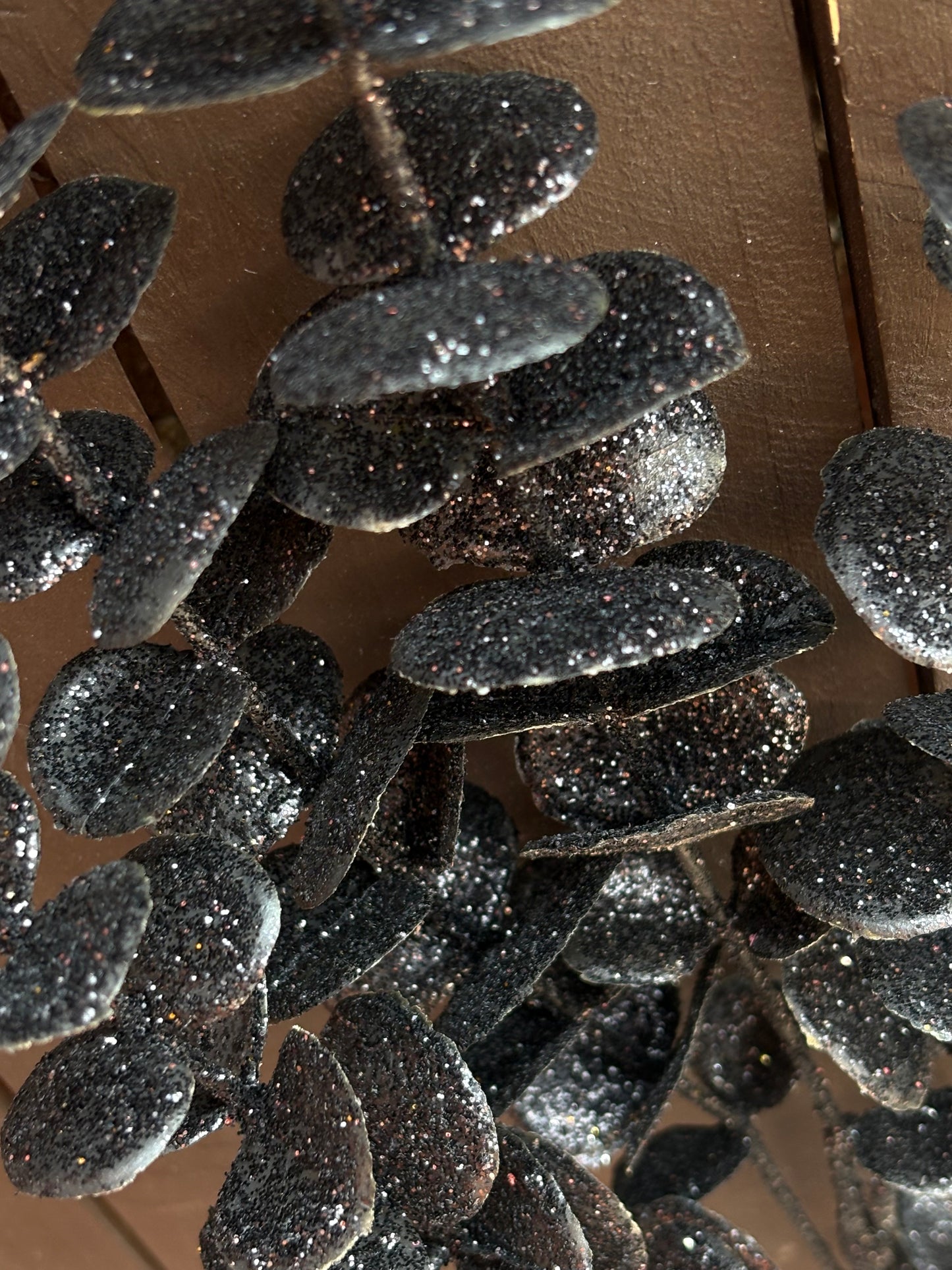 86cm GLITTER EUCALYPTUS SPRAY BLACK