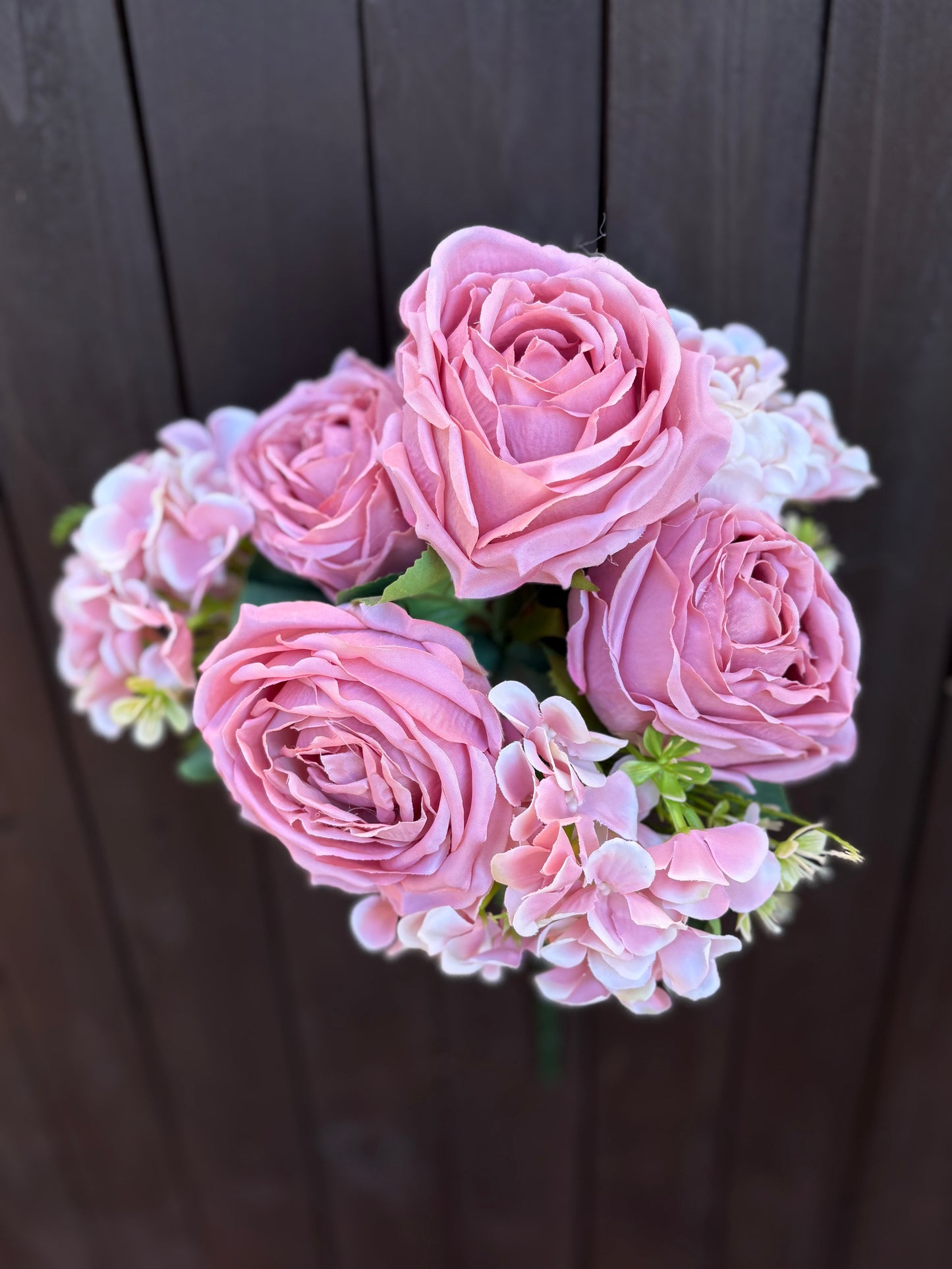 41cm CABBAGE ROSE & HYDRANGEA BUSH PINK