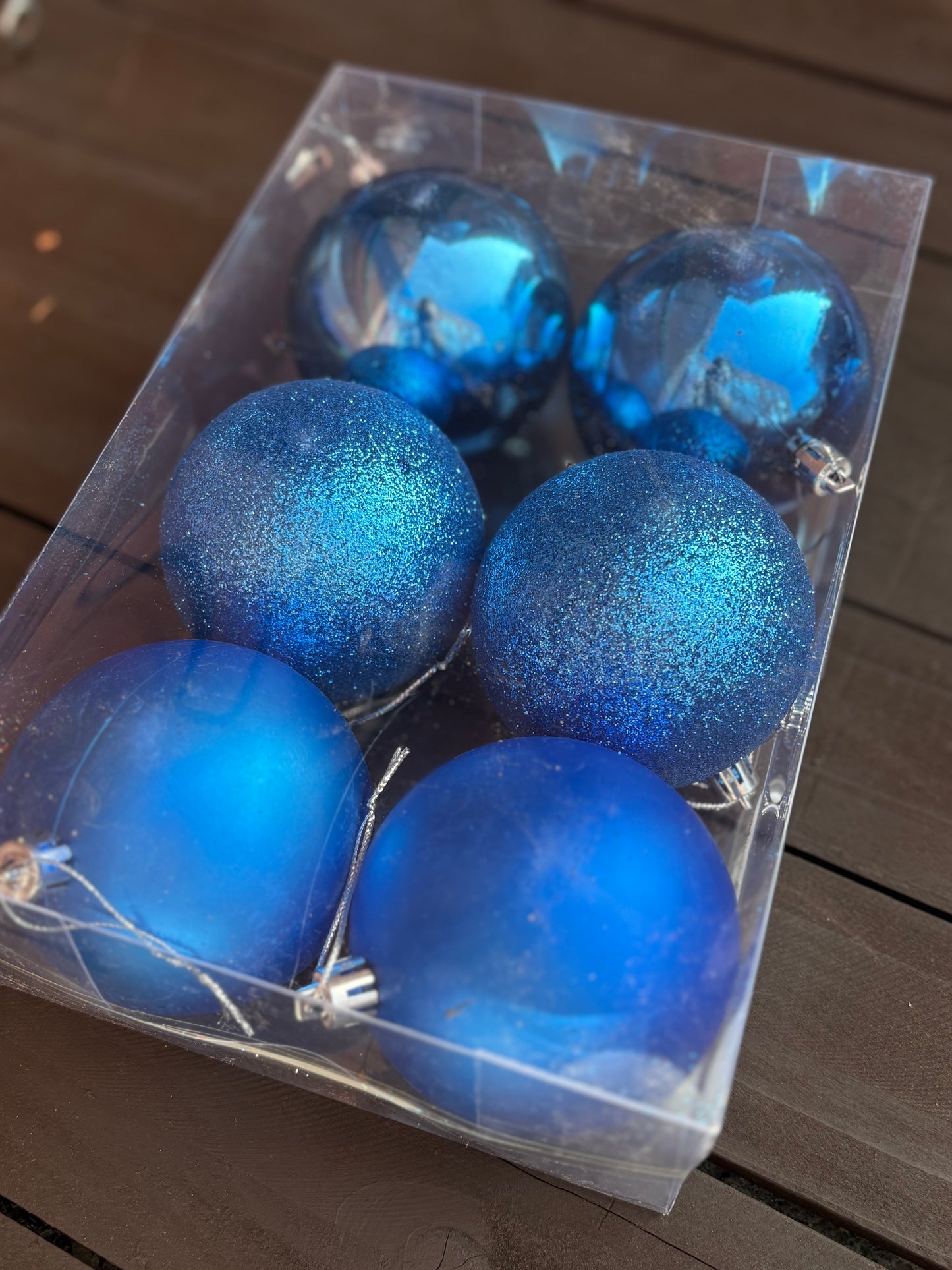 PK6 8cm ASSORTED CHRISTMAS BAUBLES ROYAL BLUE
