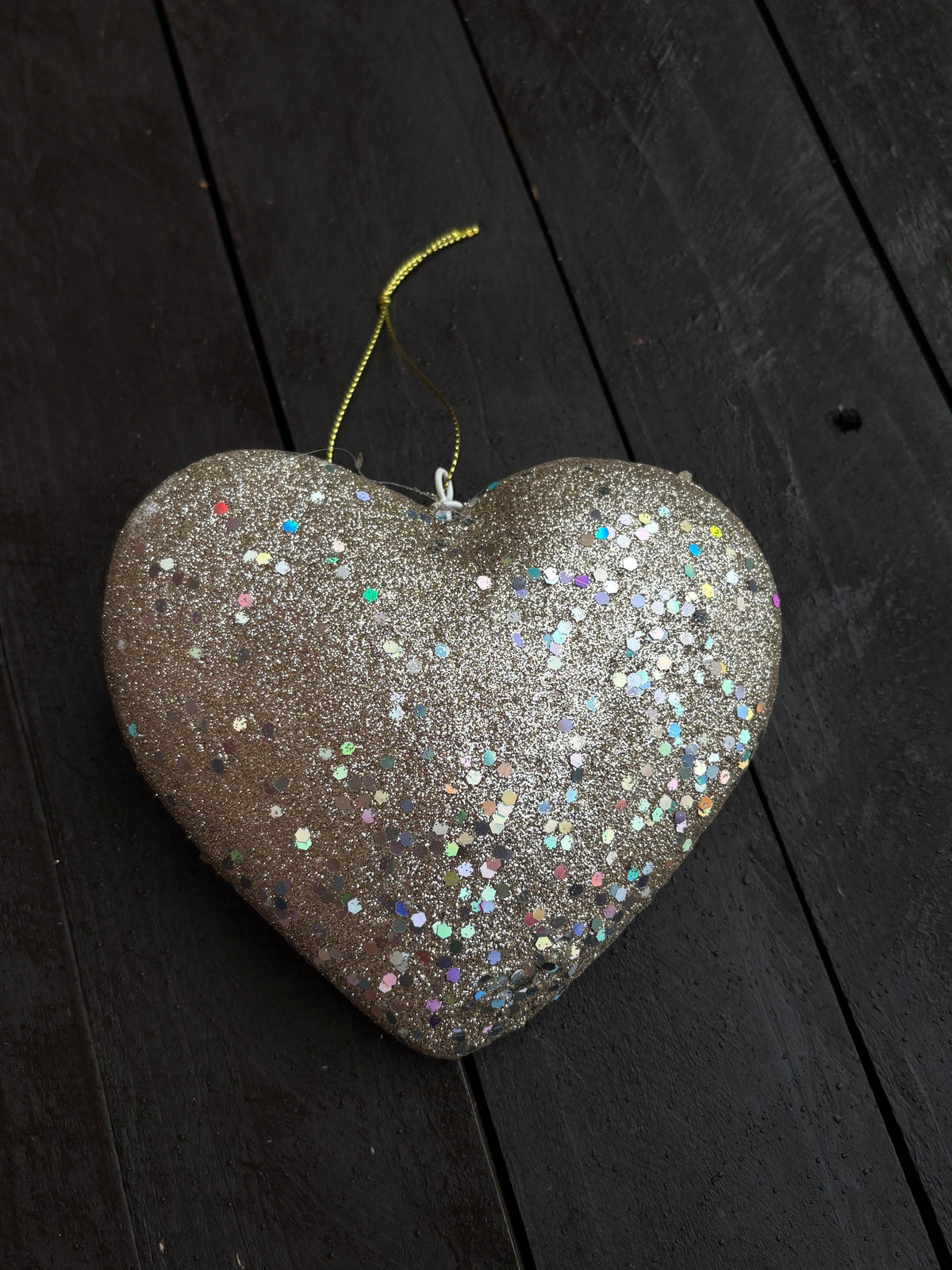 13.5cm HEART ORNAMENT BAUBLE CHAMPAGNE