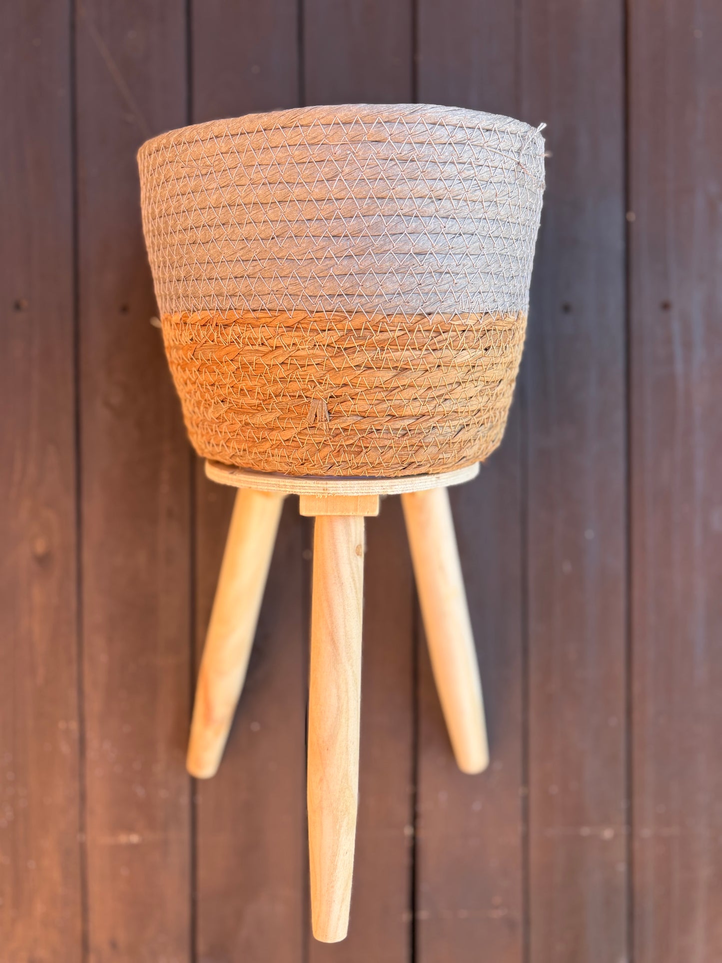 31cm ROUND GRASS PLANTER NATURAL/GREY