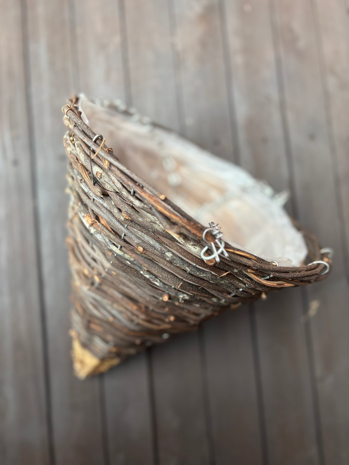 12" RATTAN CONE HANGING BASKET