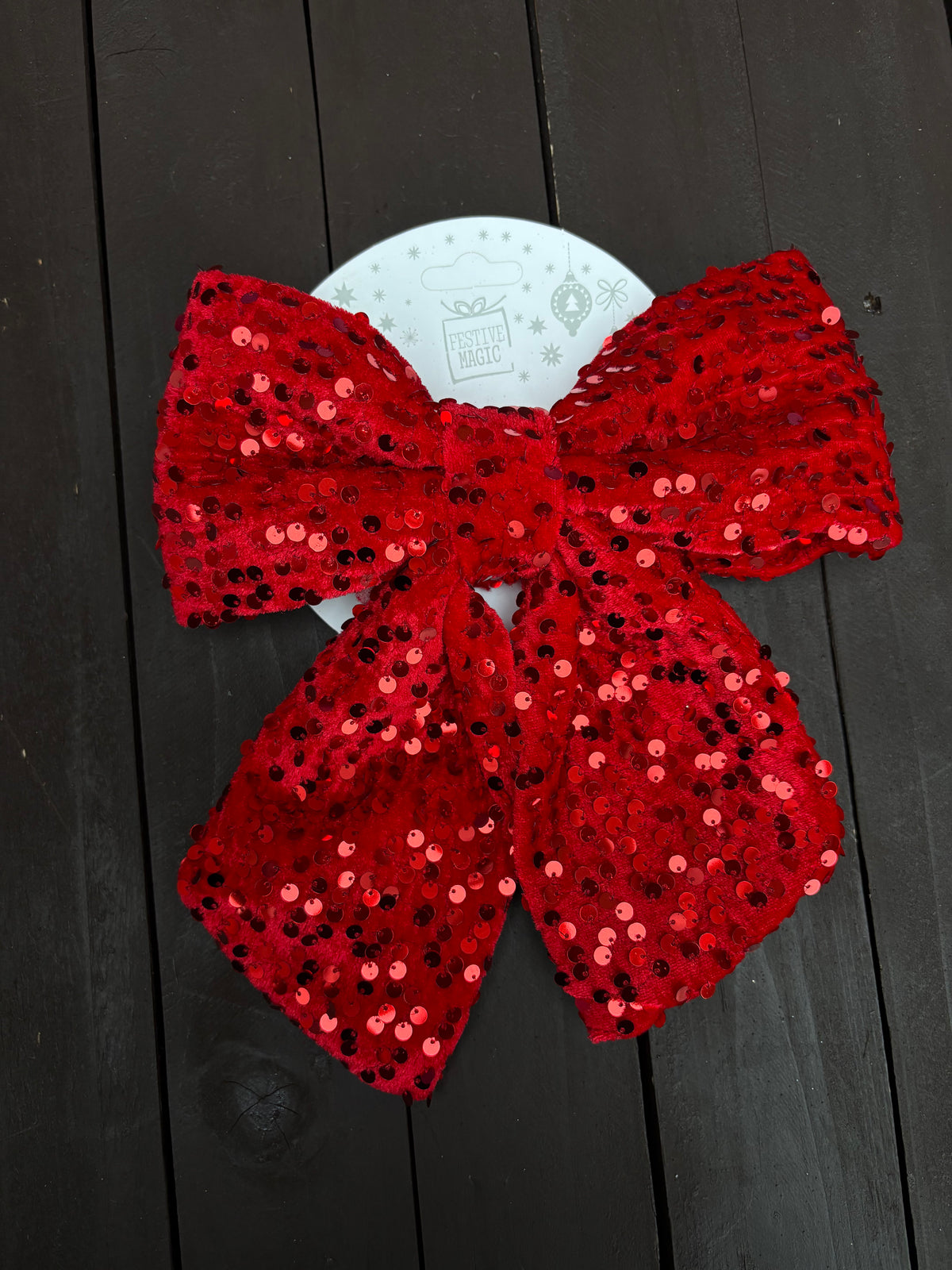 DISCO SEQUIN BOW RED