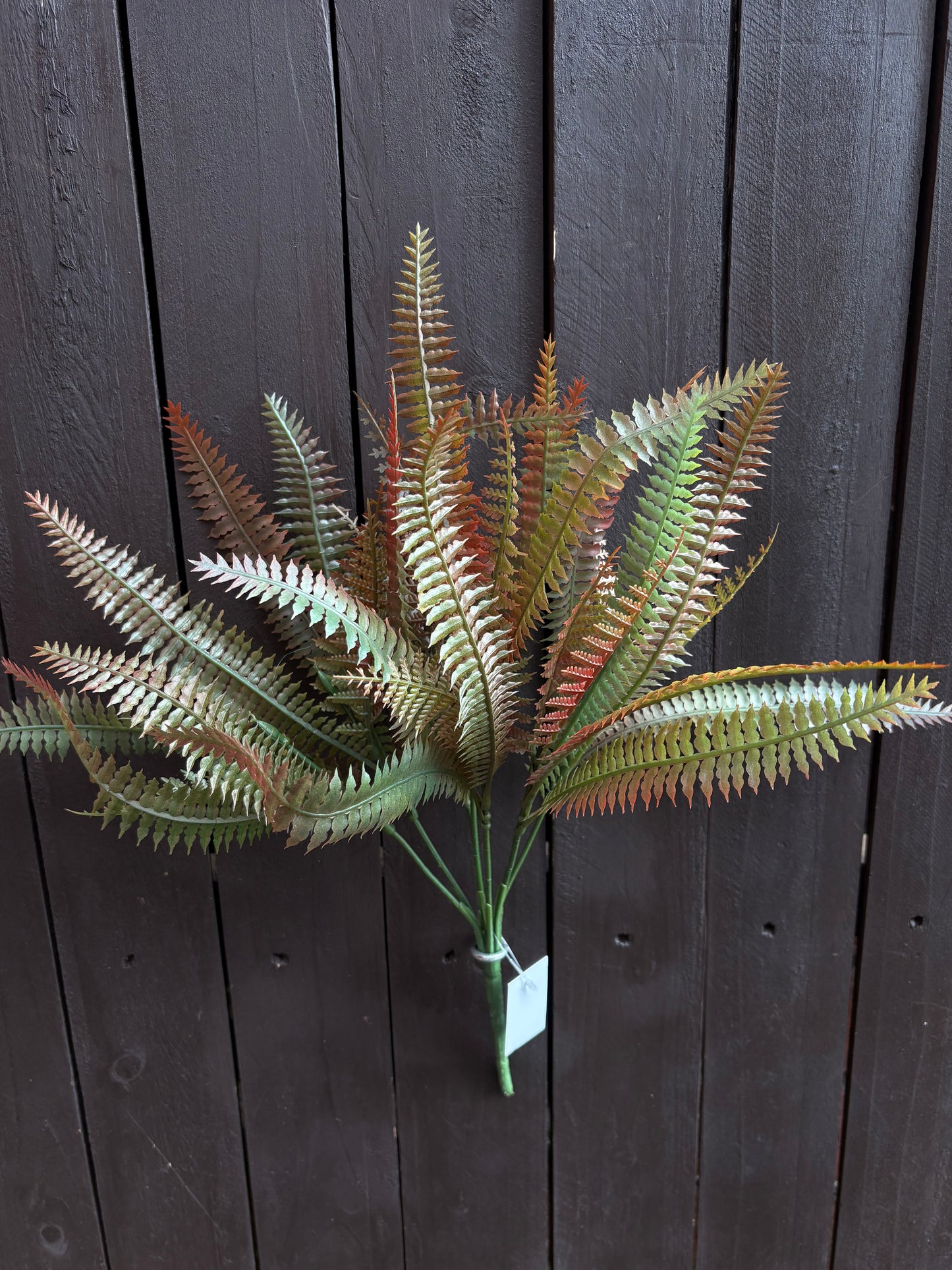 34cm PLASTIC FERN BUSH GREEN/BROWN