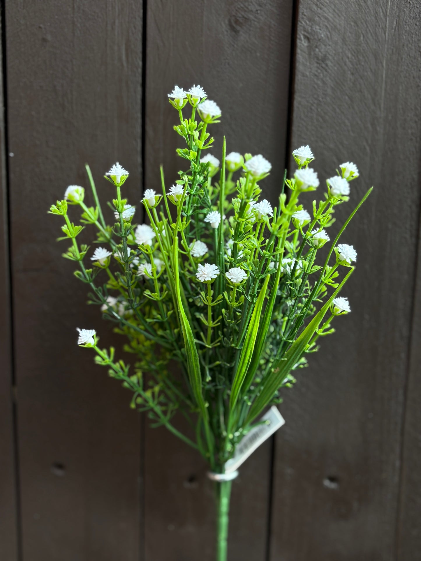 32cm PLASTIC GYP & GRASS BUSH WHITE