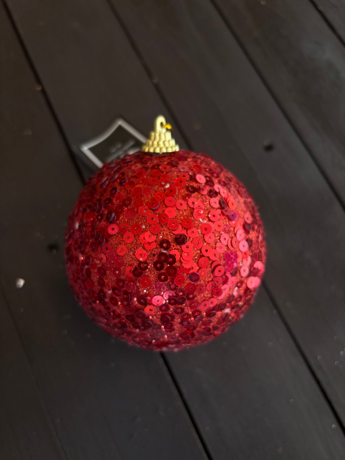 10cm GLITTER SEQUIN BAUBLE RED