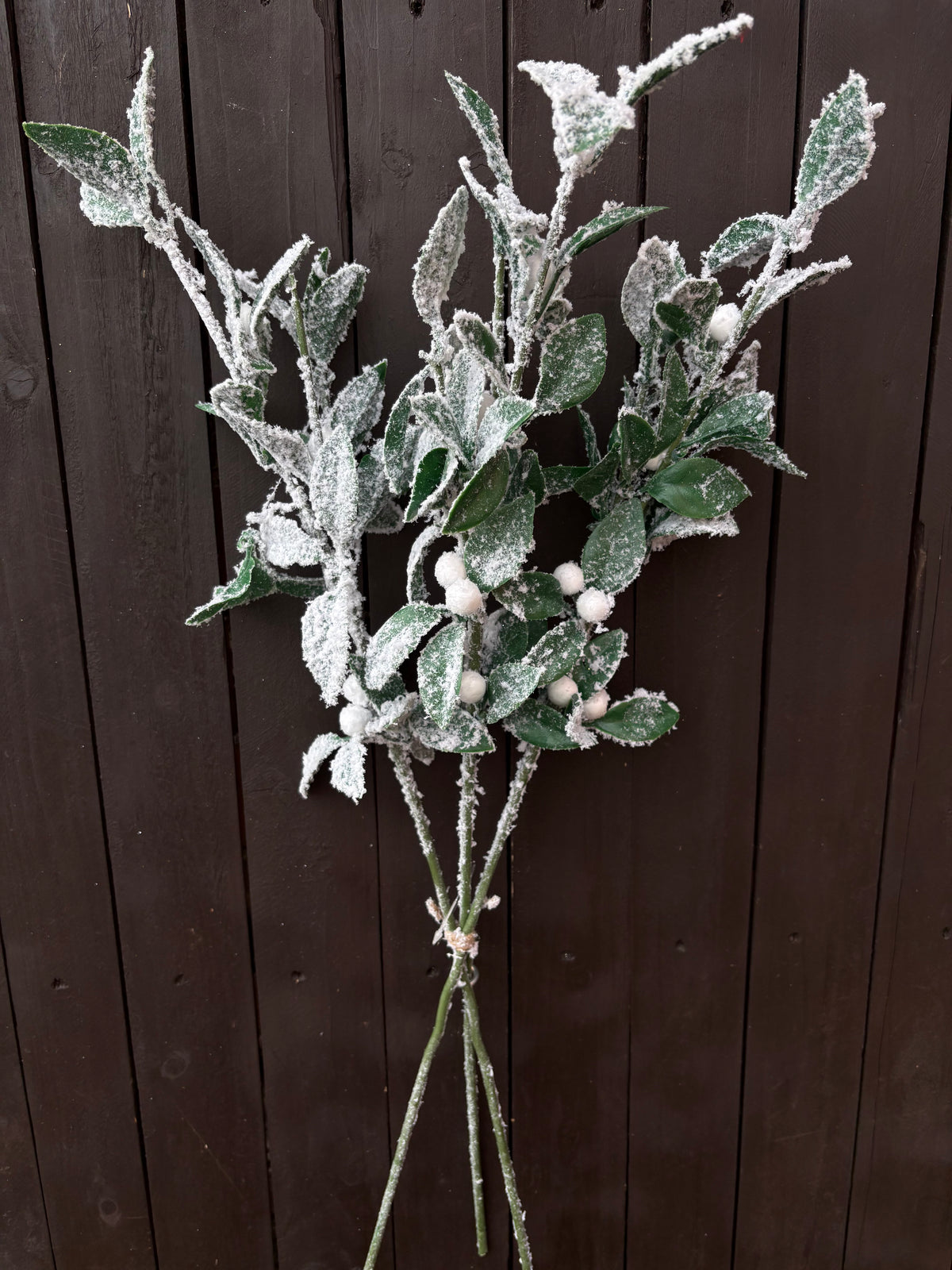 70cm SNOWY MISTLETOE STEM GREEN/WHITE