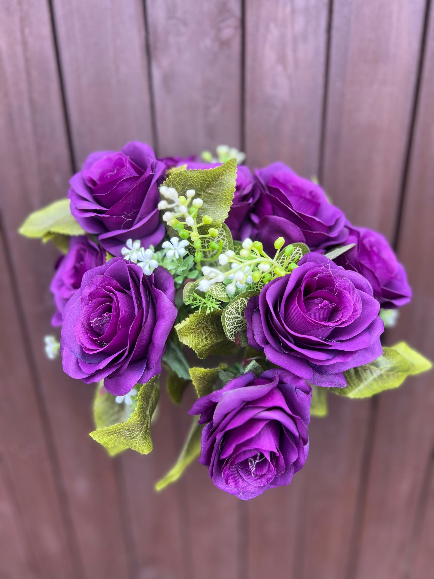 10 HEAD DELUXE ROSE BUNCH PURPLE