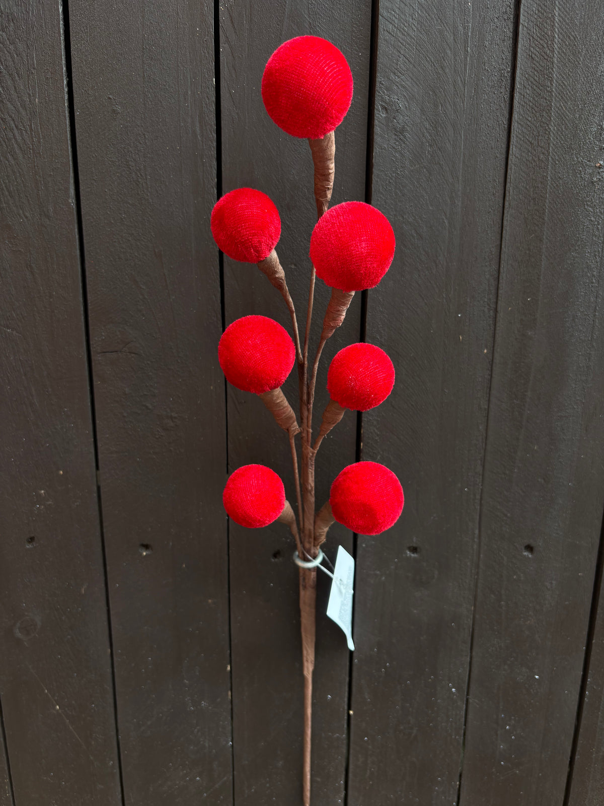 46cm 7 VELVET BALL STEM RED