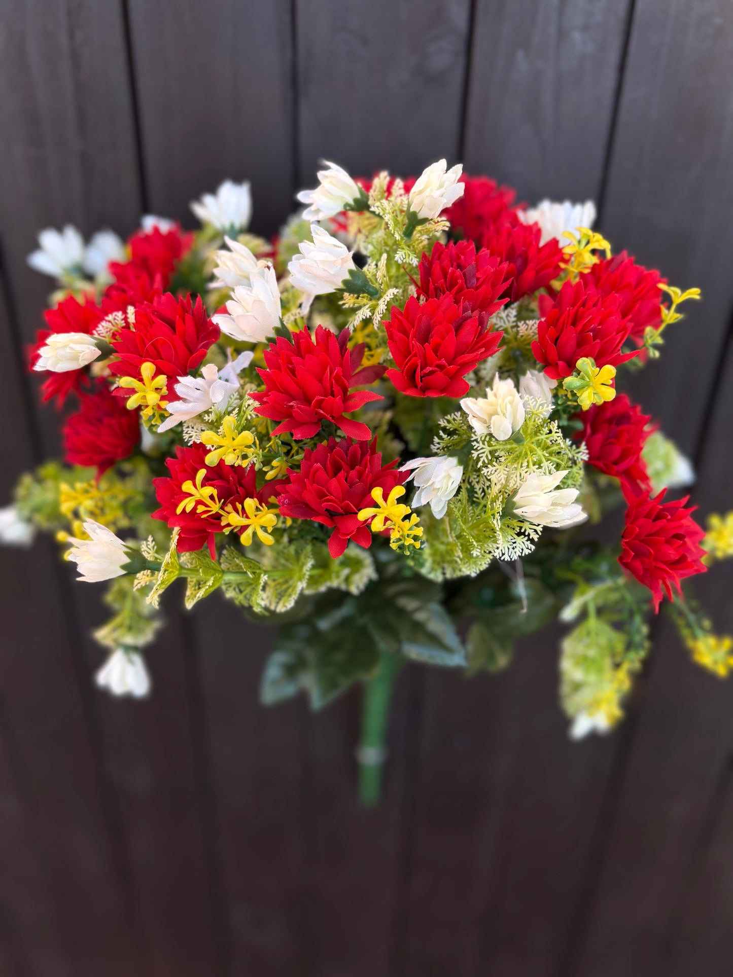 44cm BABY CHRYSANTHEMUM BUSH RED/IVORY