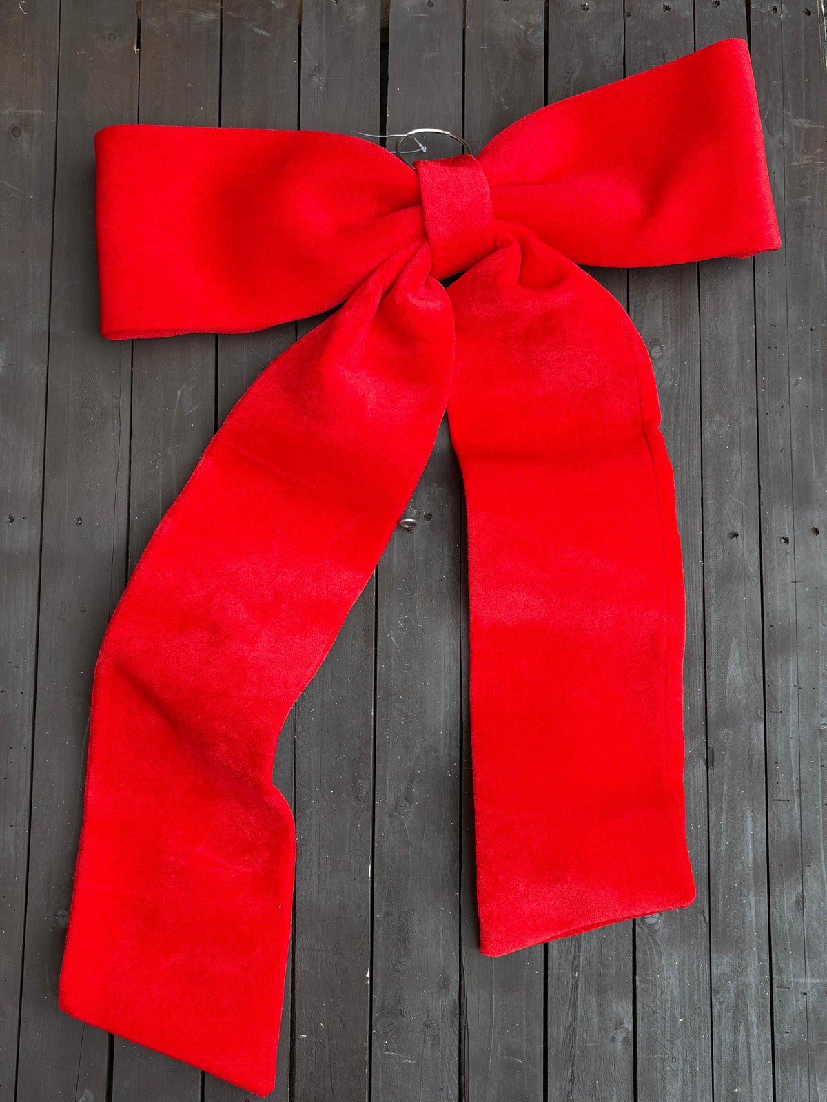 LARGE HANGING VELVET BOW RED