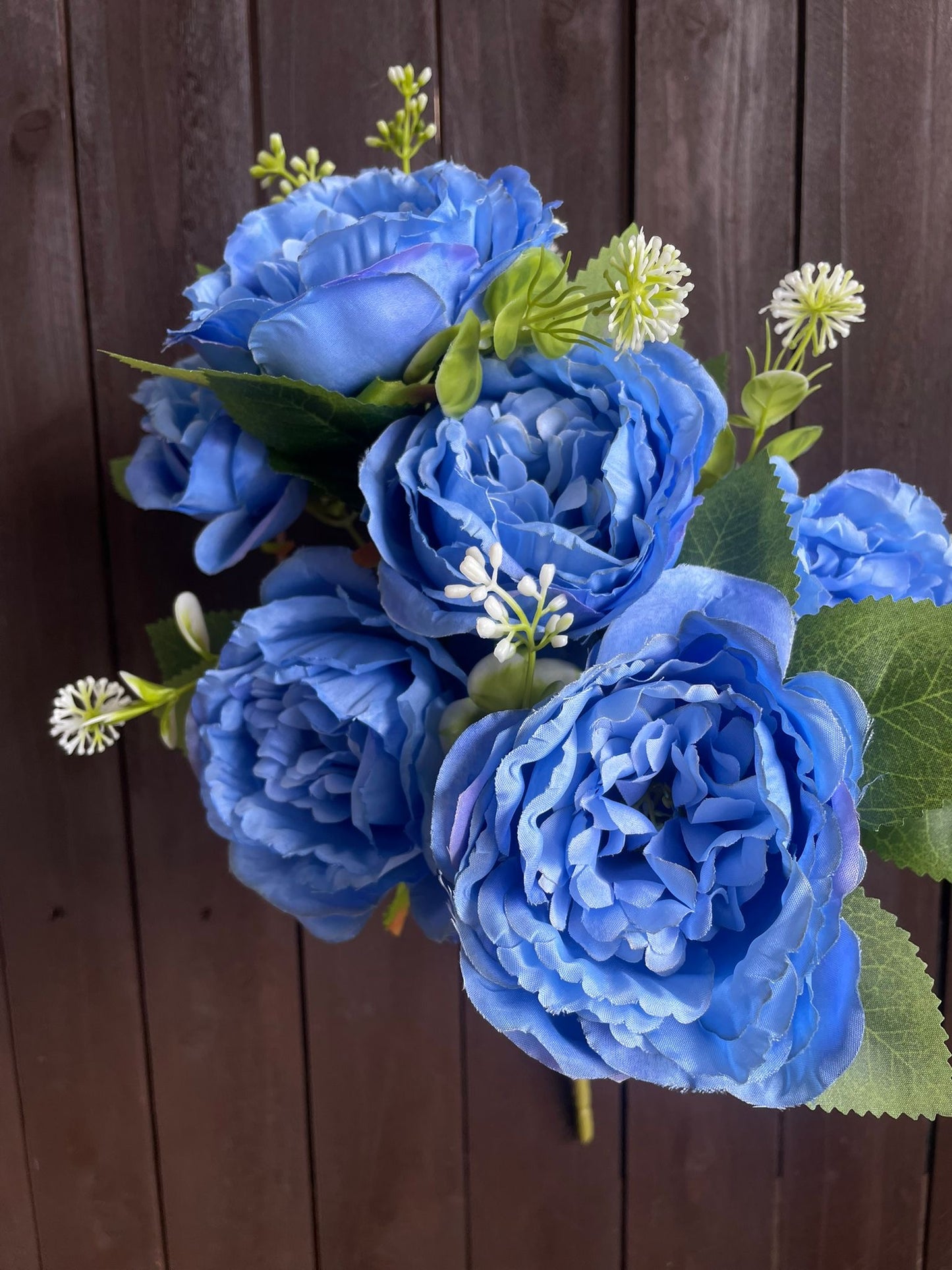 42cm LARGE PEONY BUSH (7 HEADS) BLUE