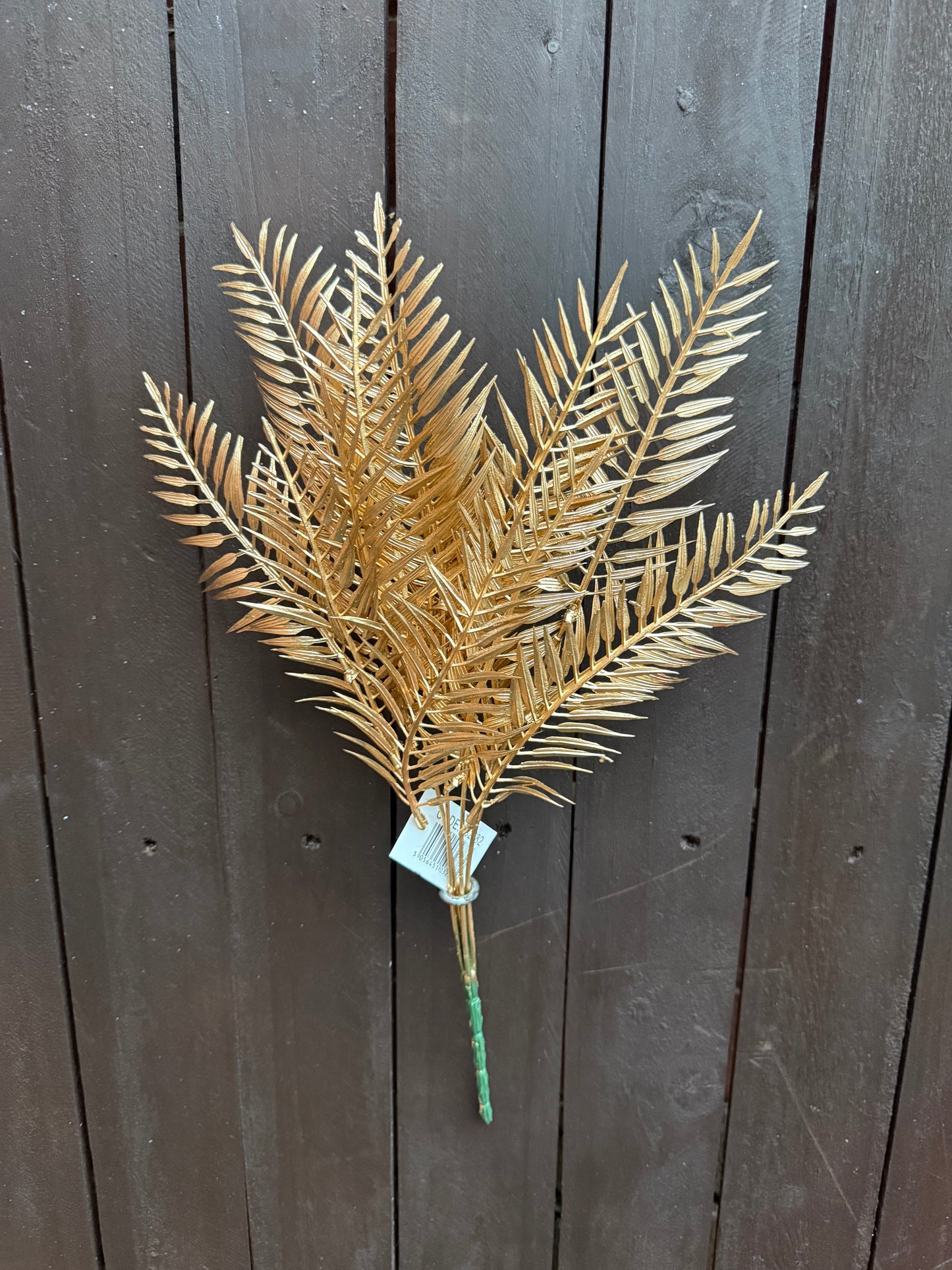38cm METALLIC FERN BUSH GOLD
