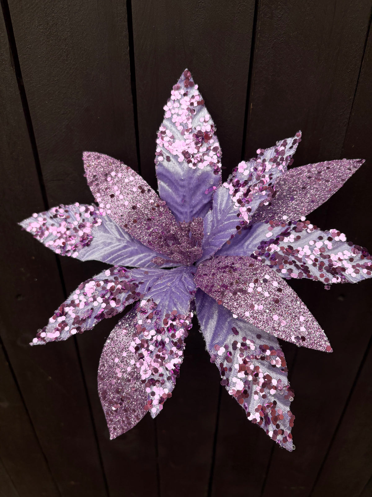 26cm MIX SEQUIN GLITTER POINSETTIA LILAC
