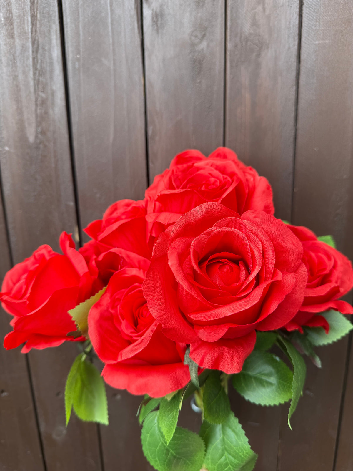 40cm OPEN 7 HEAD ROSE BUSH RED