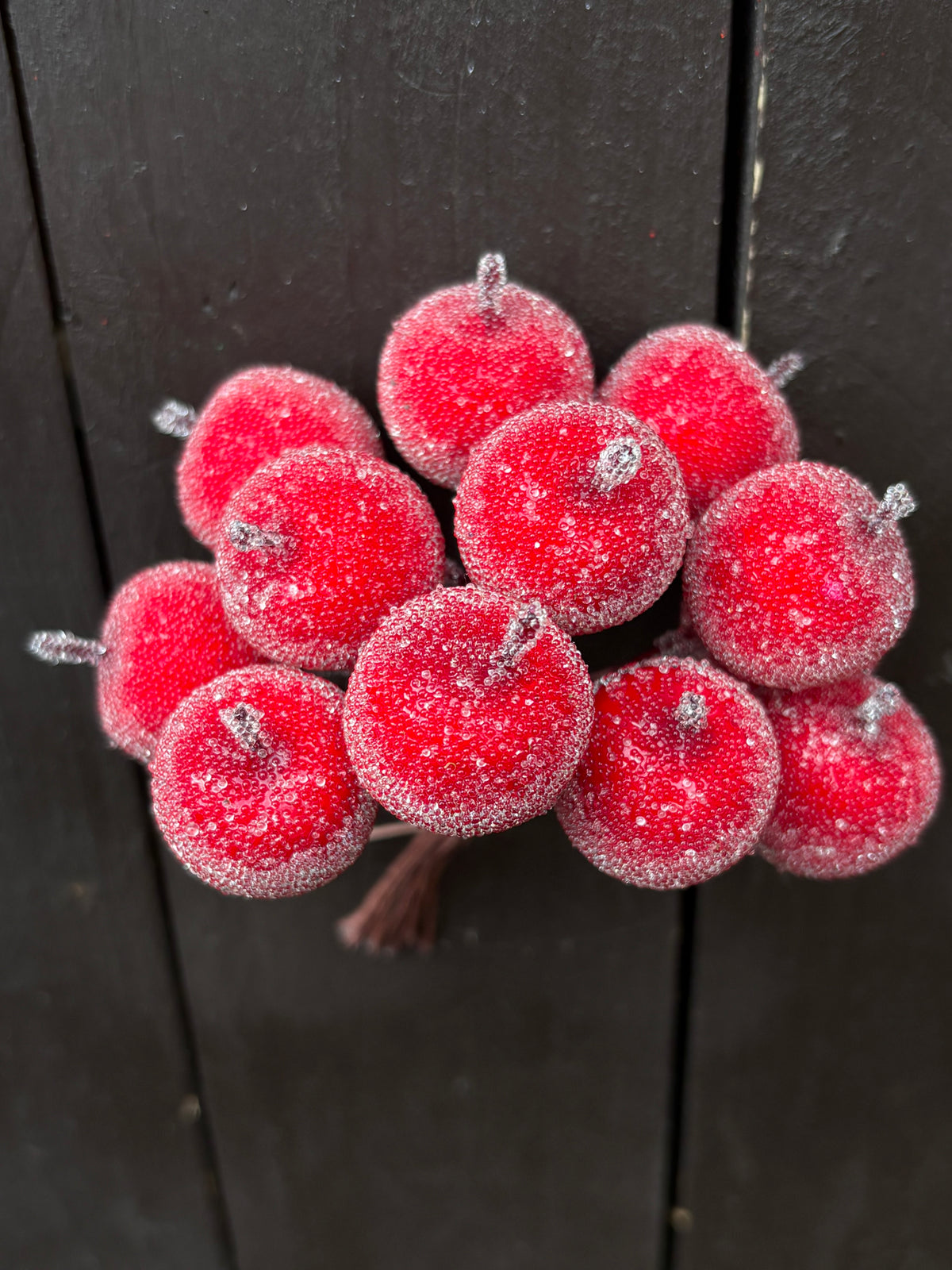 MINI FROSTED CRAB APPLE BUNCH x 12pcs RED