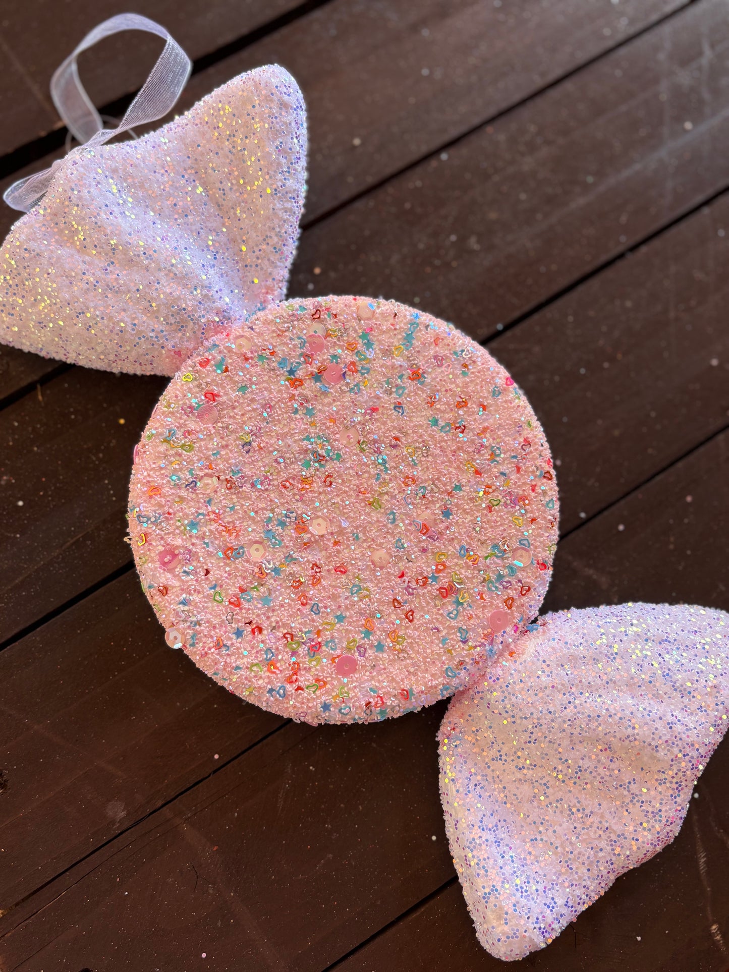 28cm GLITTER CANDY SWEET WHITE/PINK