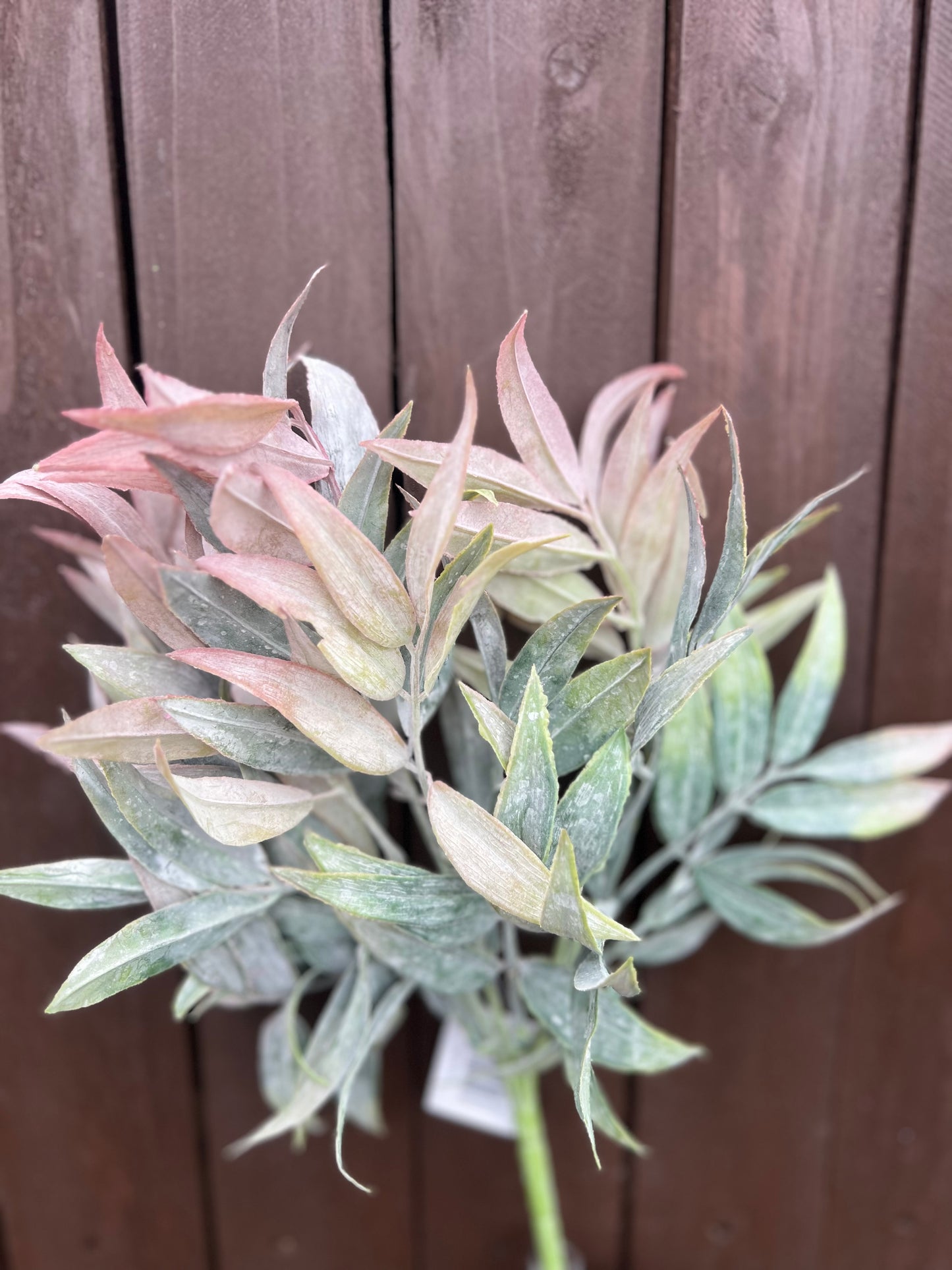 PLASTIC AUTUMN FLOCKED LEAF BUNCH ORANGE/GREEN