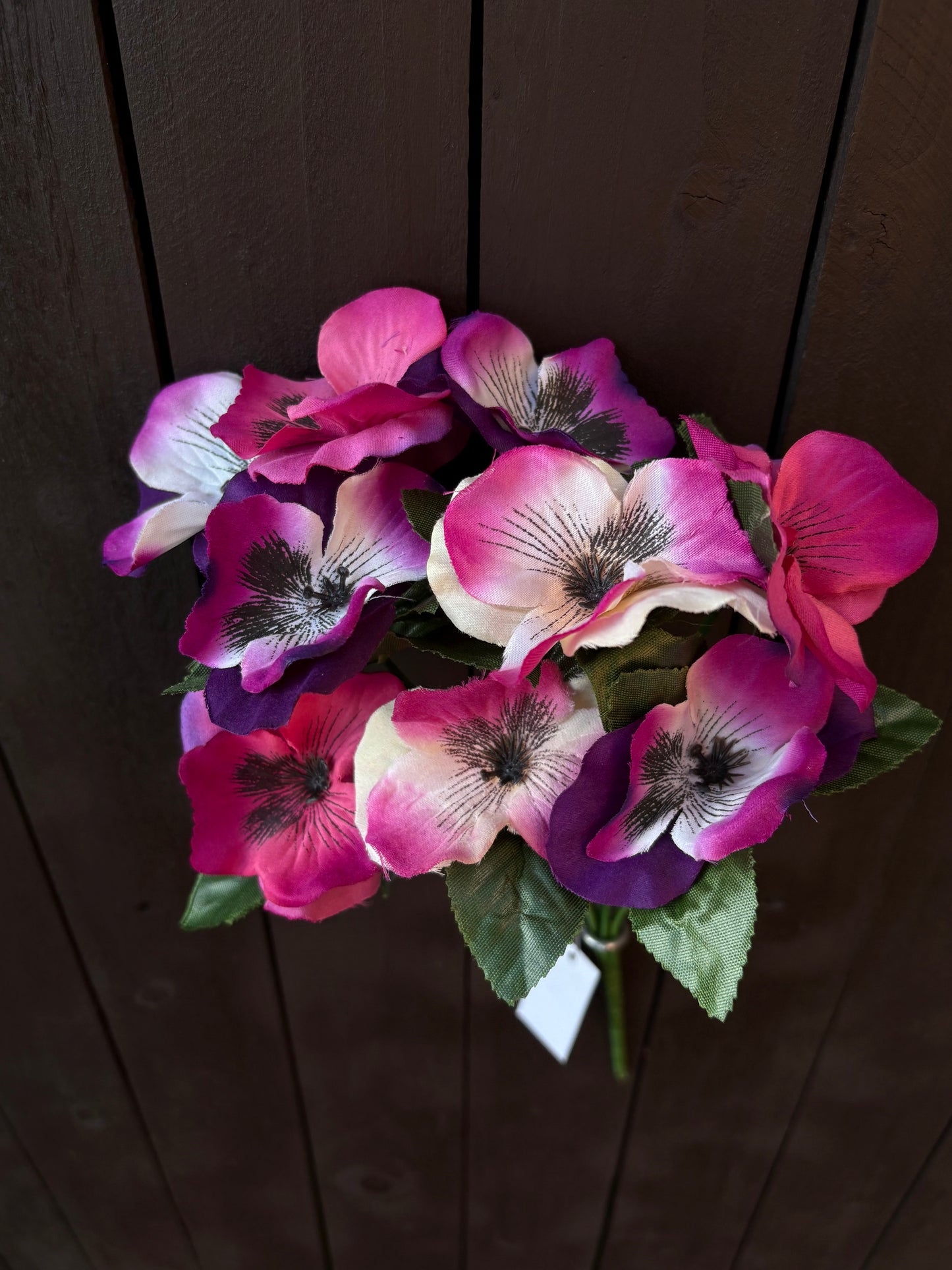 36cm MIXED PANSY BUSH CERISE/PURPLE