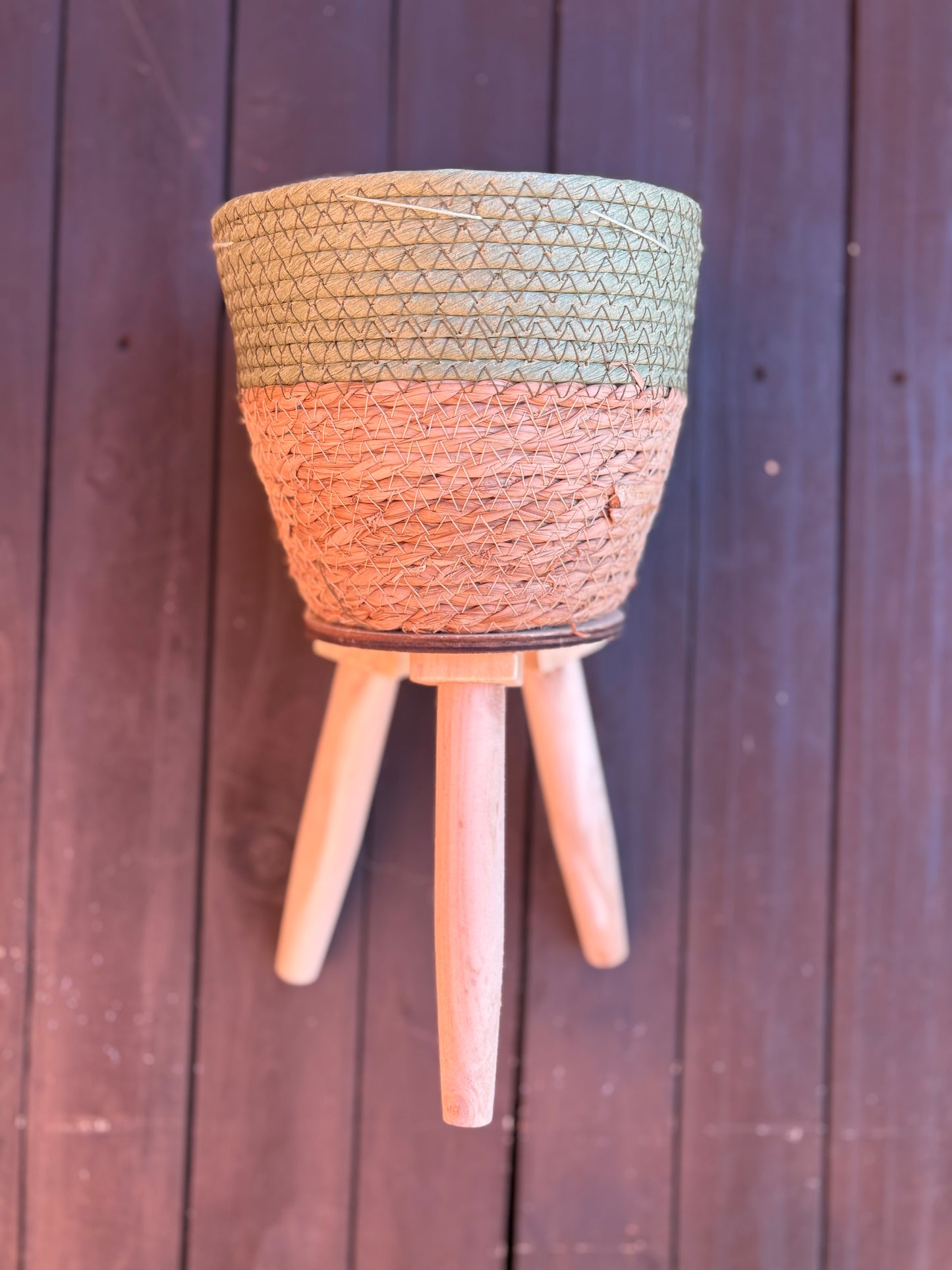 31cm ROUND GRASS PLANTER NATURAL/GREEN