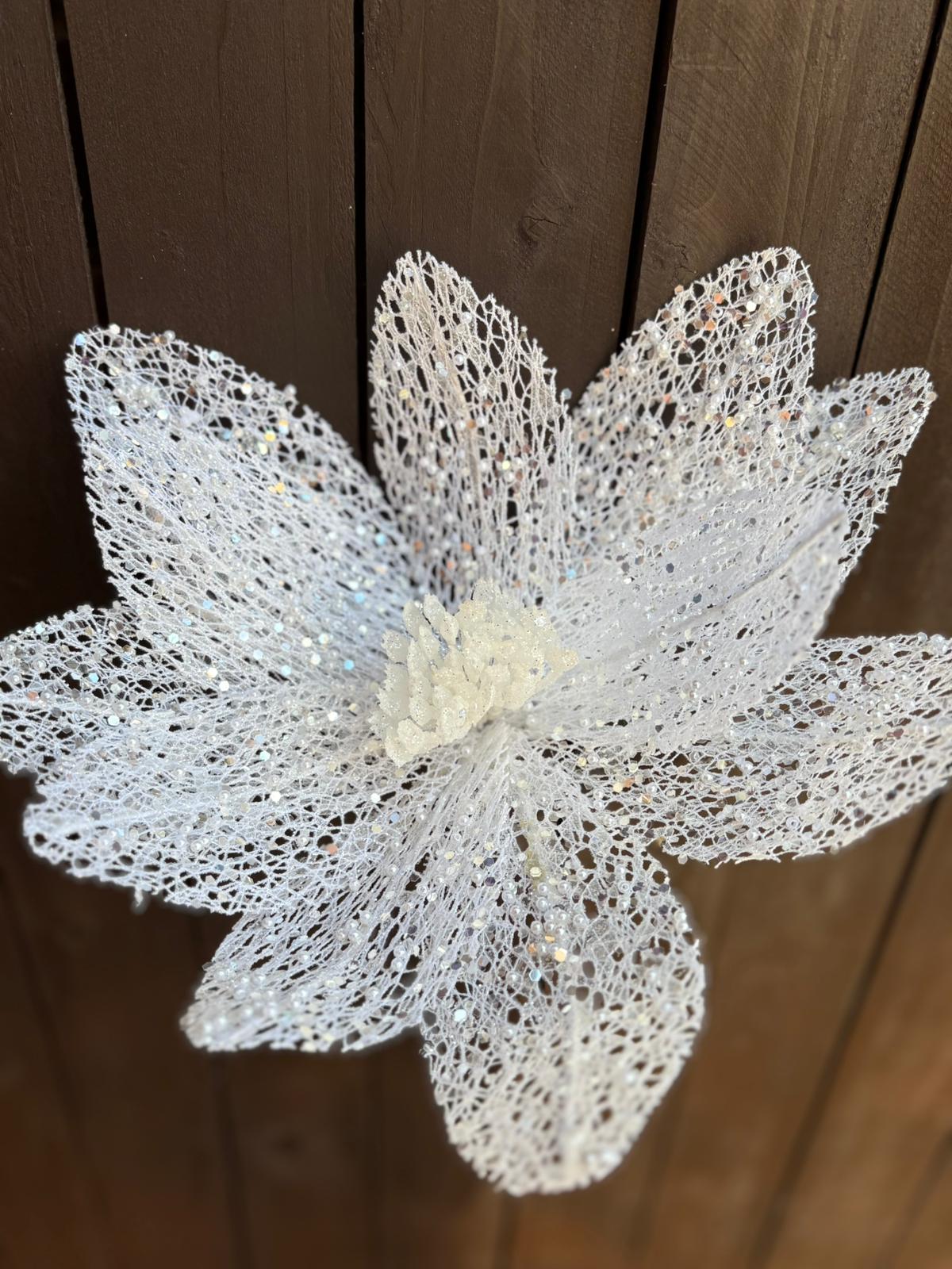 31cm DELUXE WHITE PEARL POINSETTIA