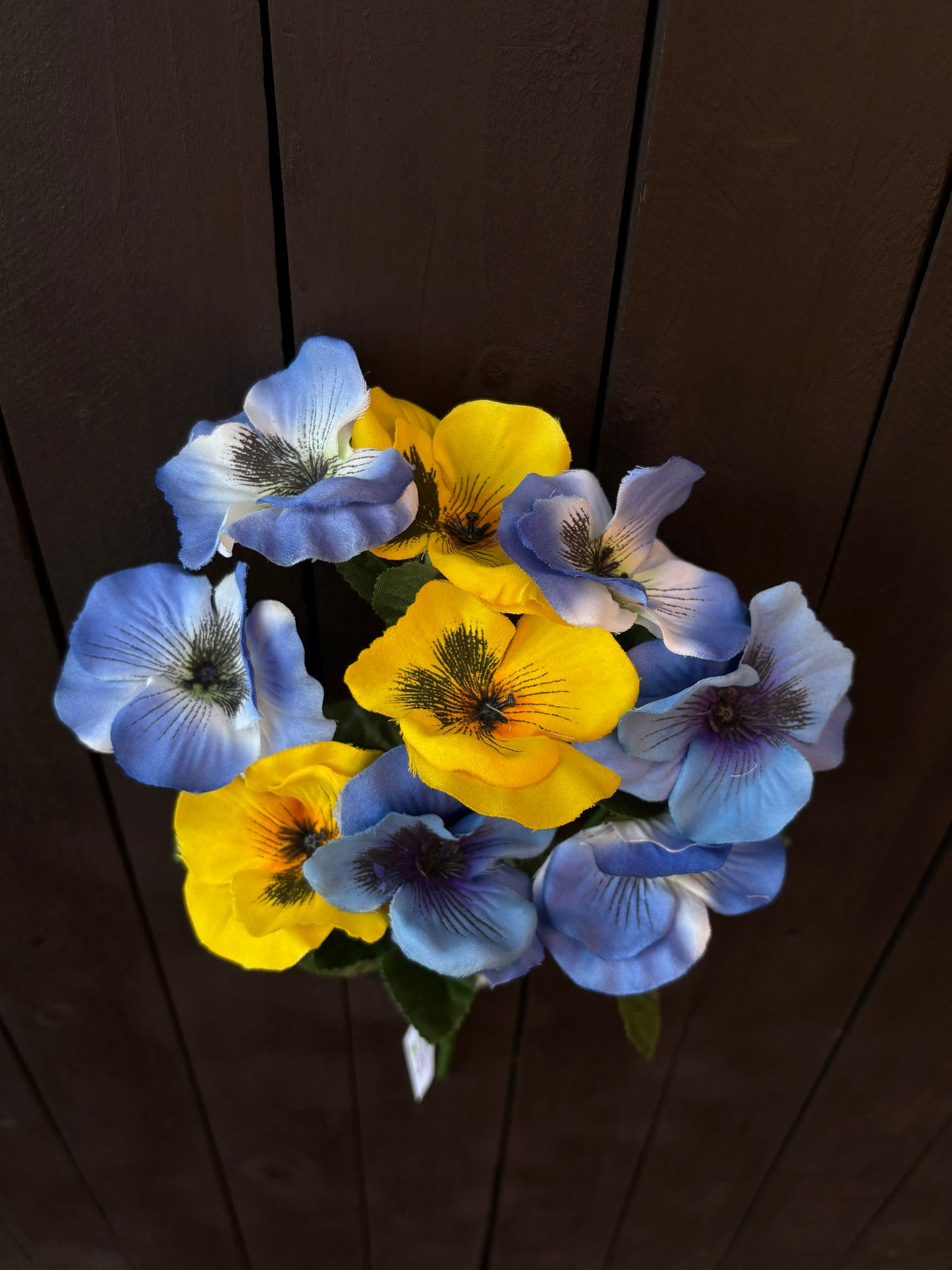 36cm MIXED PANSY BUSH YELLOW/BLUE