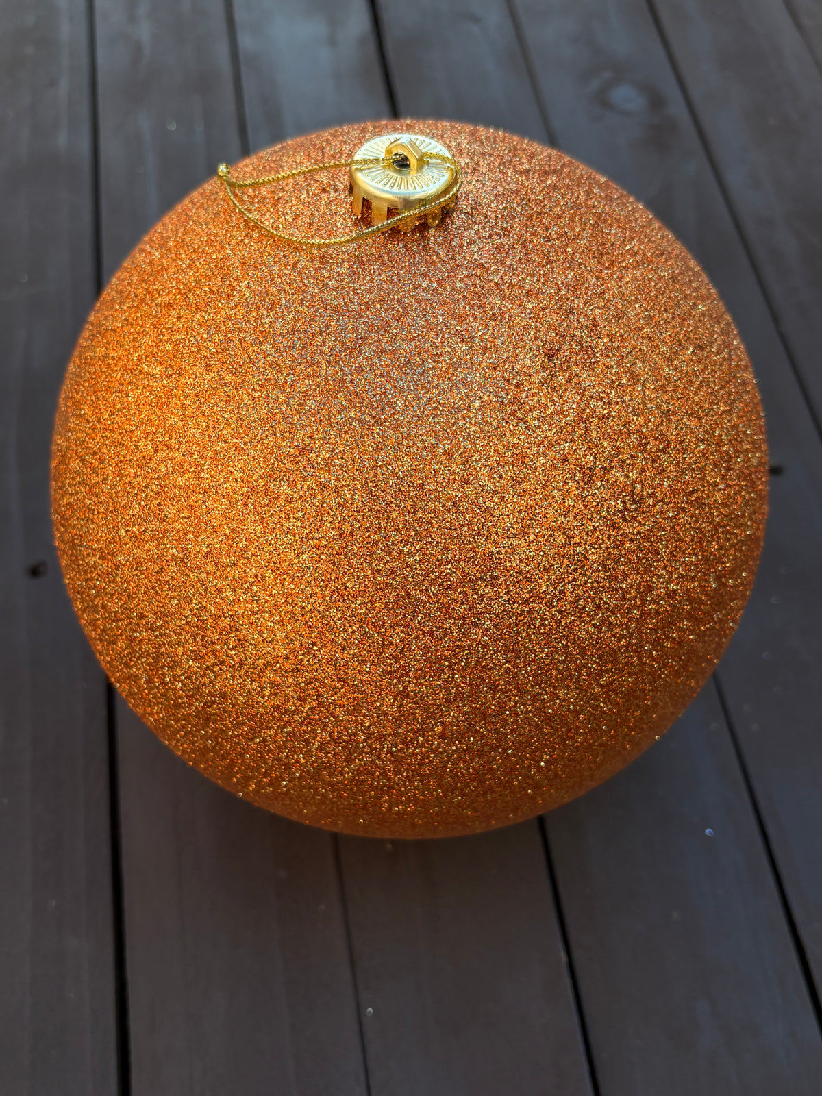 20cm CHRISTMAS BAUBLE GLITTERED COPPER