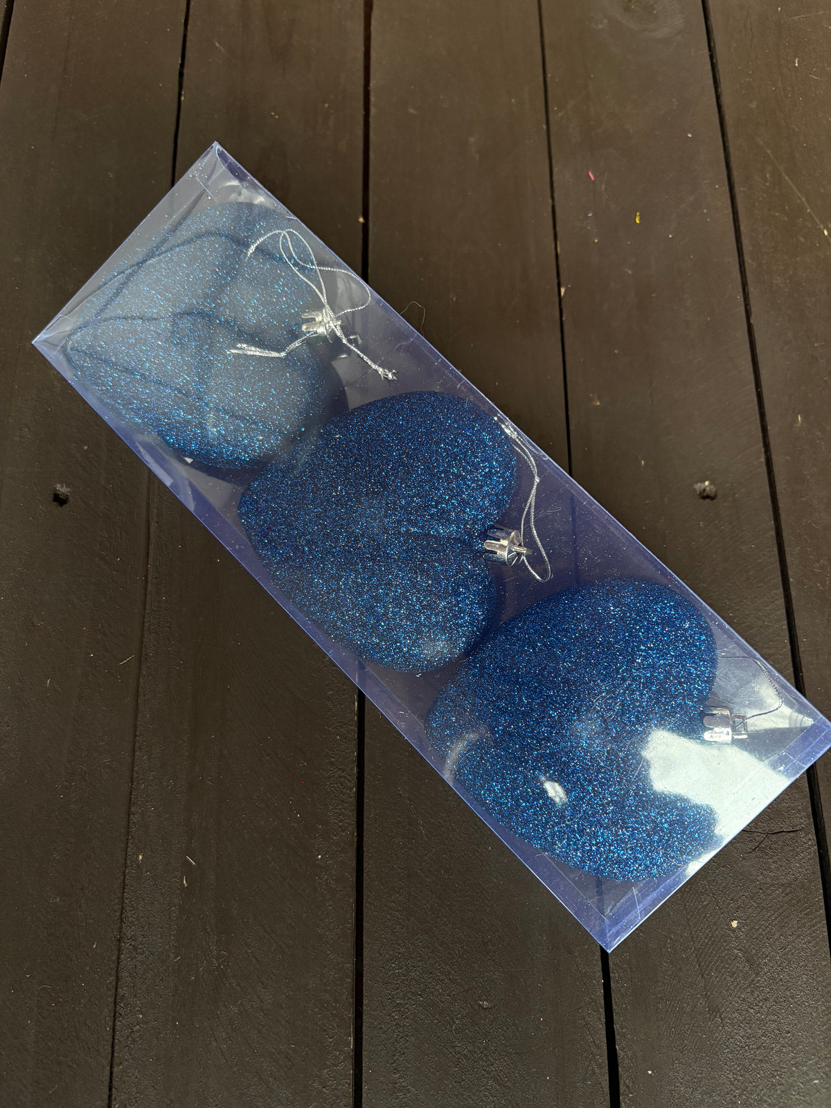 PACK 3 9cm HEART BAUBLES NAVY