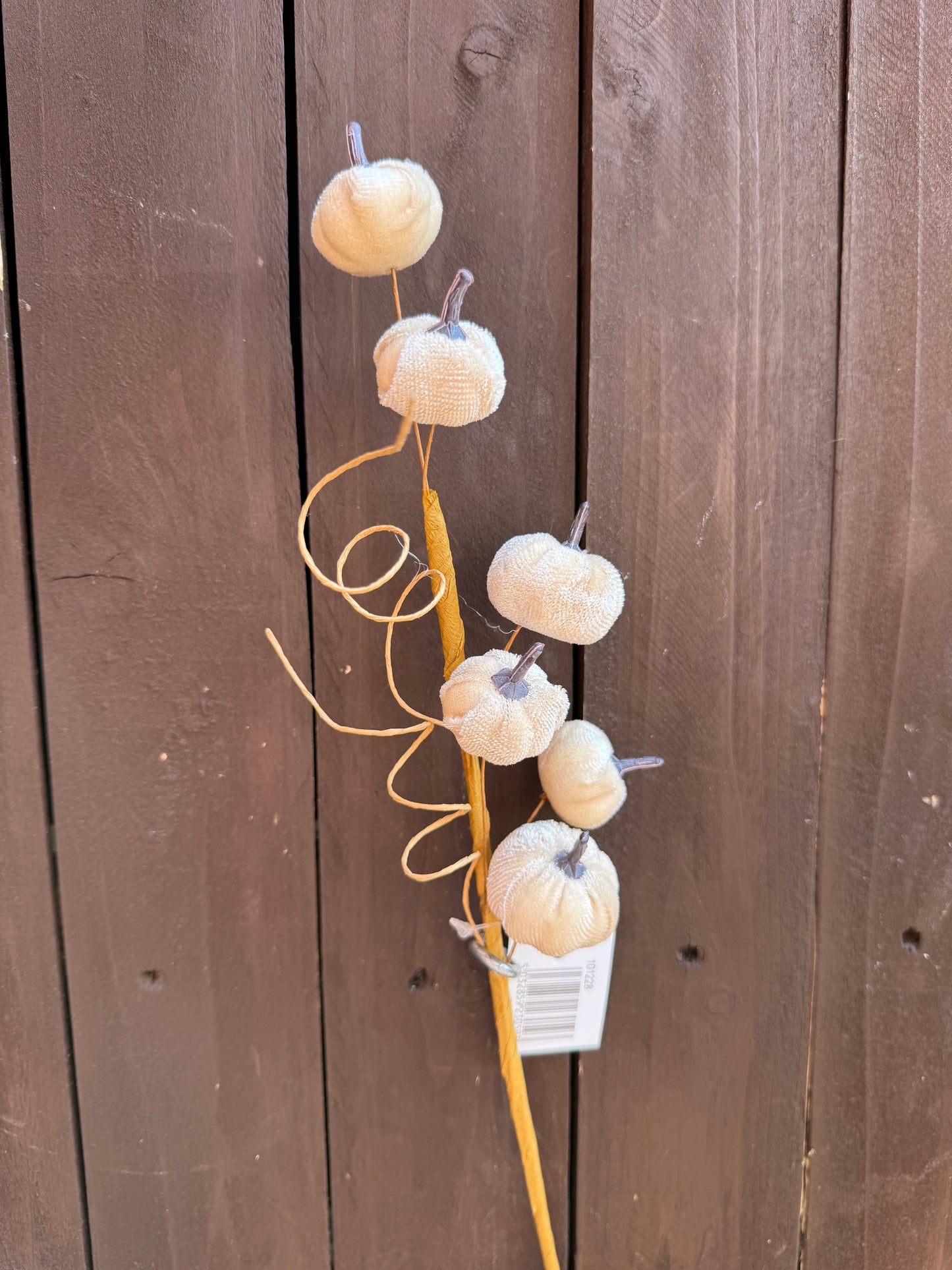 40cm AUTUMN MINI VELVET PUMPKIN SPRAY IVORY