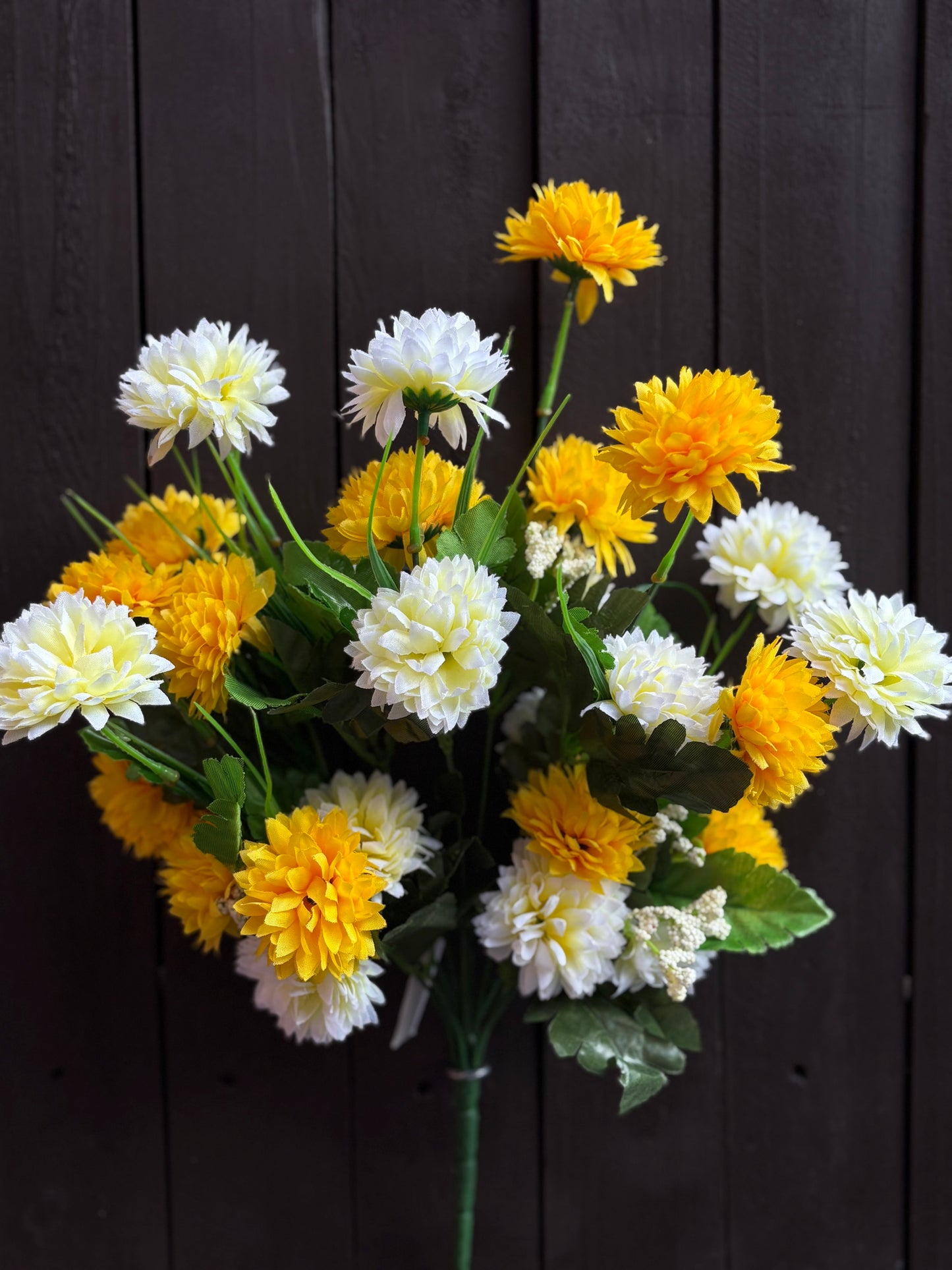 MIX CHRYSANTHEMUM BUSH IVORY/YELLOW