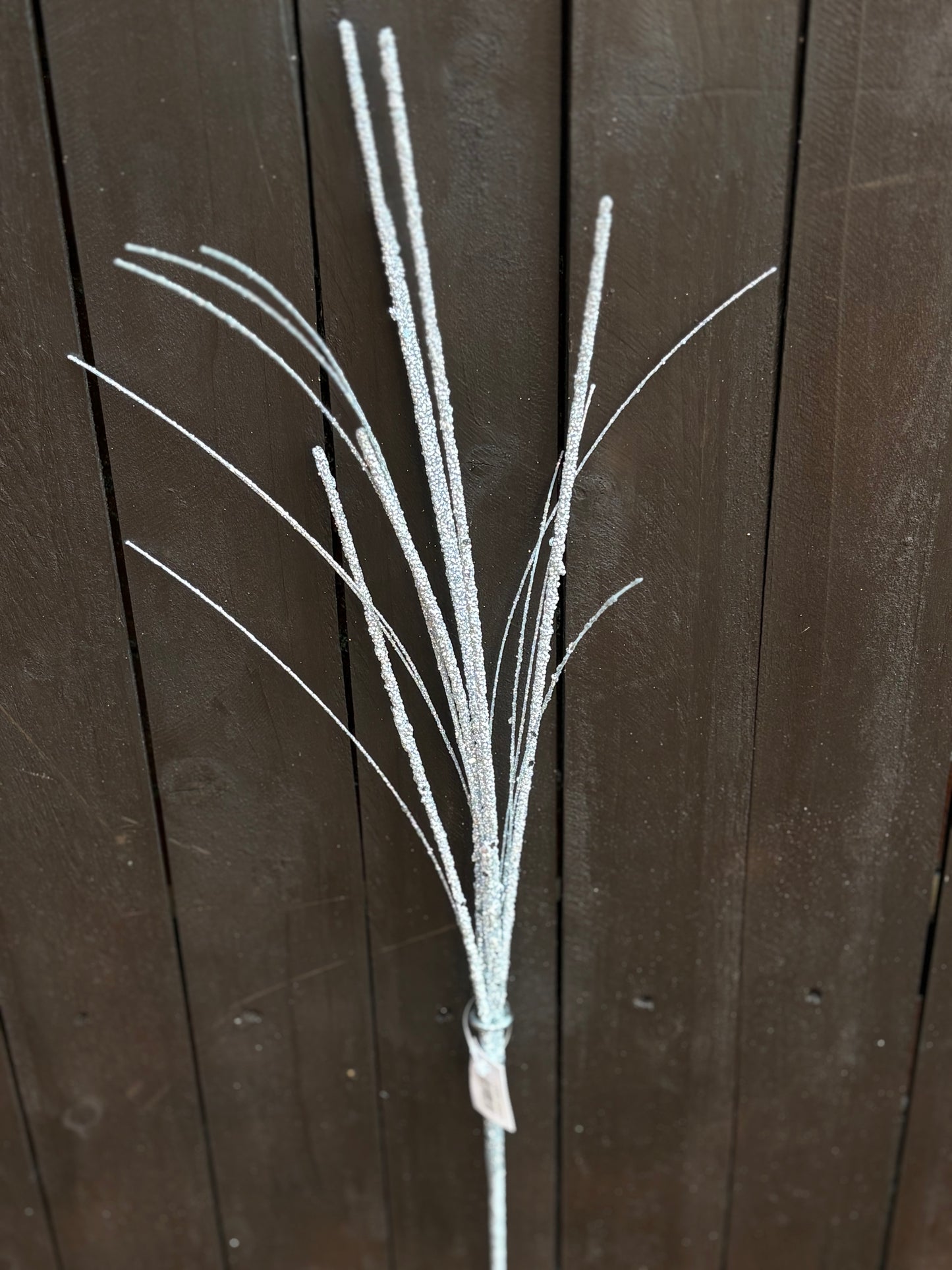 66cm GLITTERED GRASS SPRAY SILVER