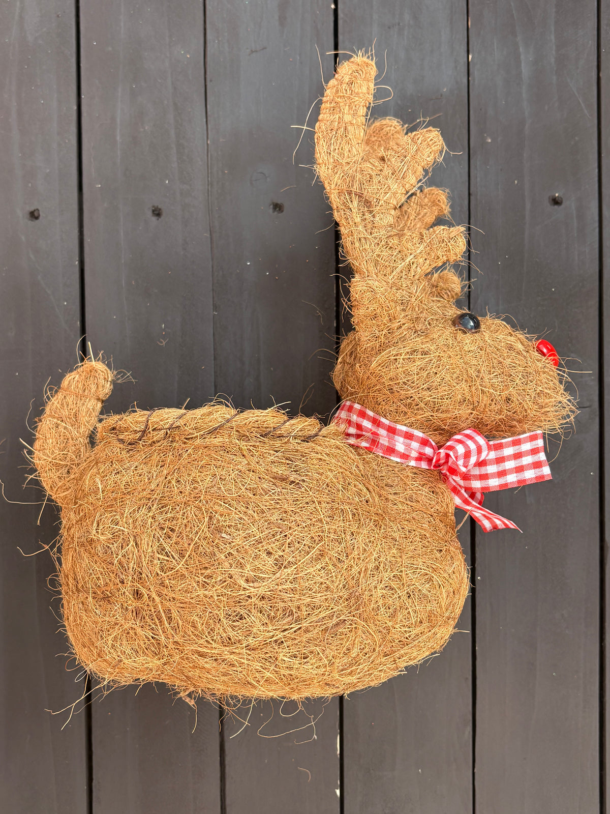30cm COCO FIBRE REINDEER PLANTER LIGHT BROWN