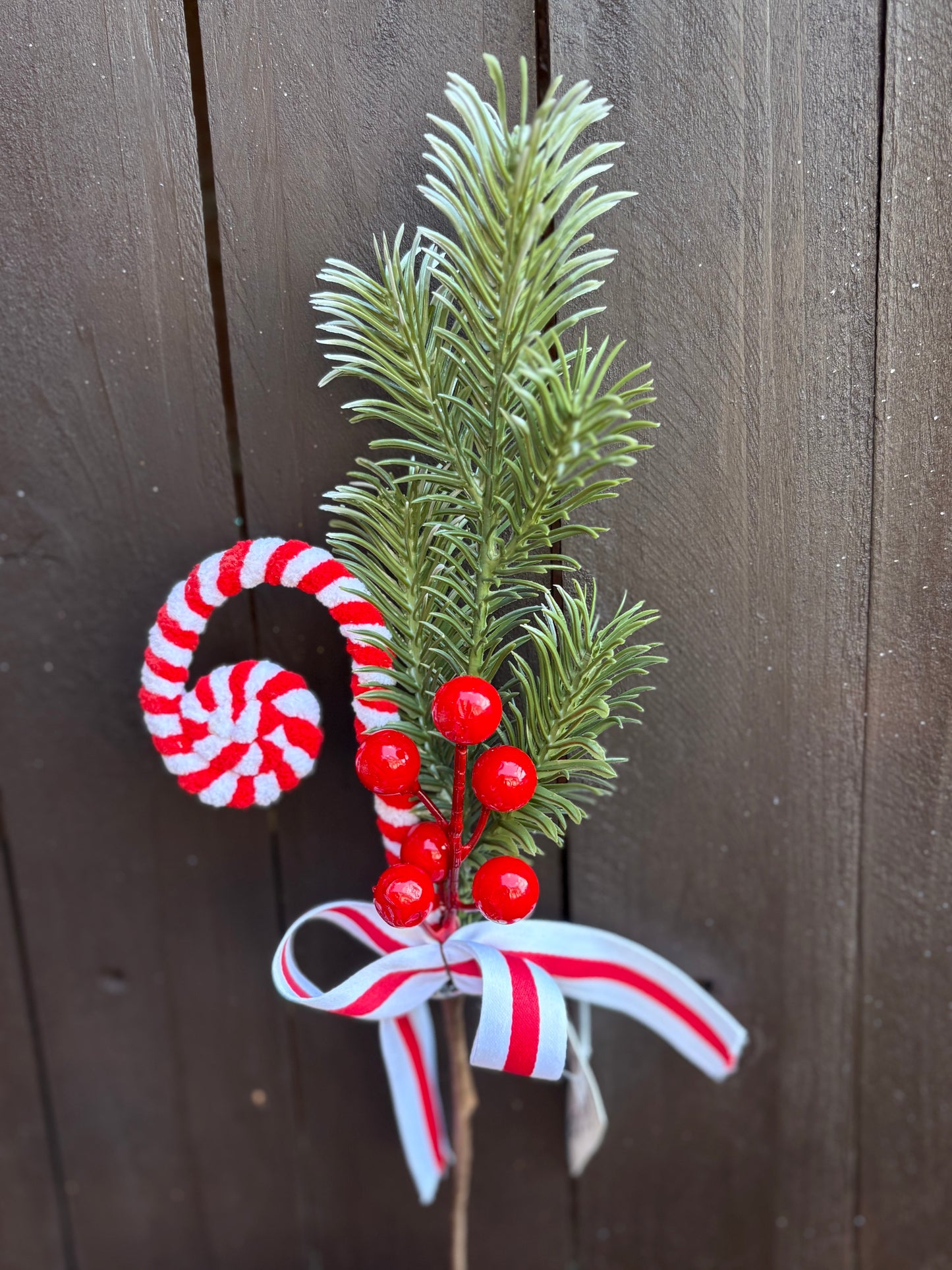 35cm XMAS CANDY CANE RIBBON PICK