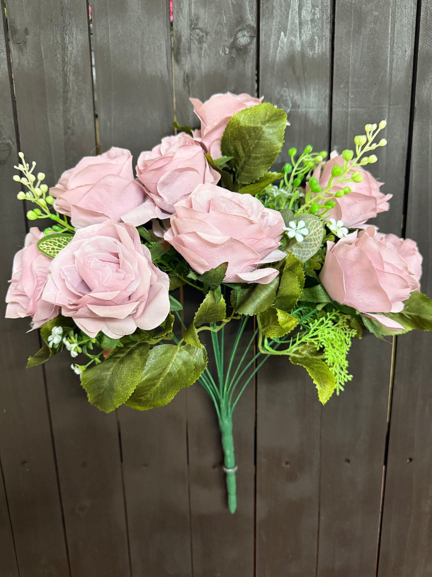 10 HEAD DELUXE ROSE BUNCH MAUVE