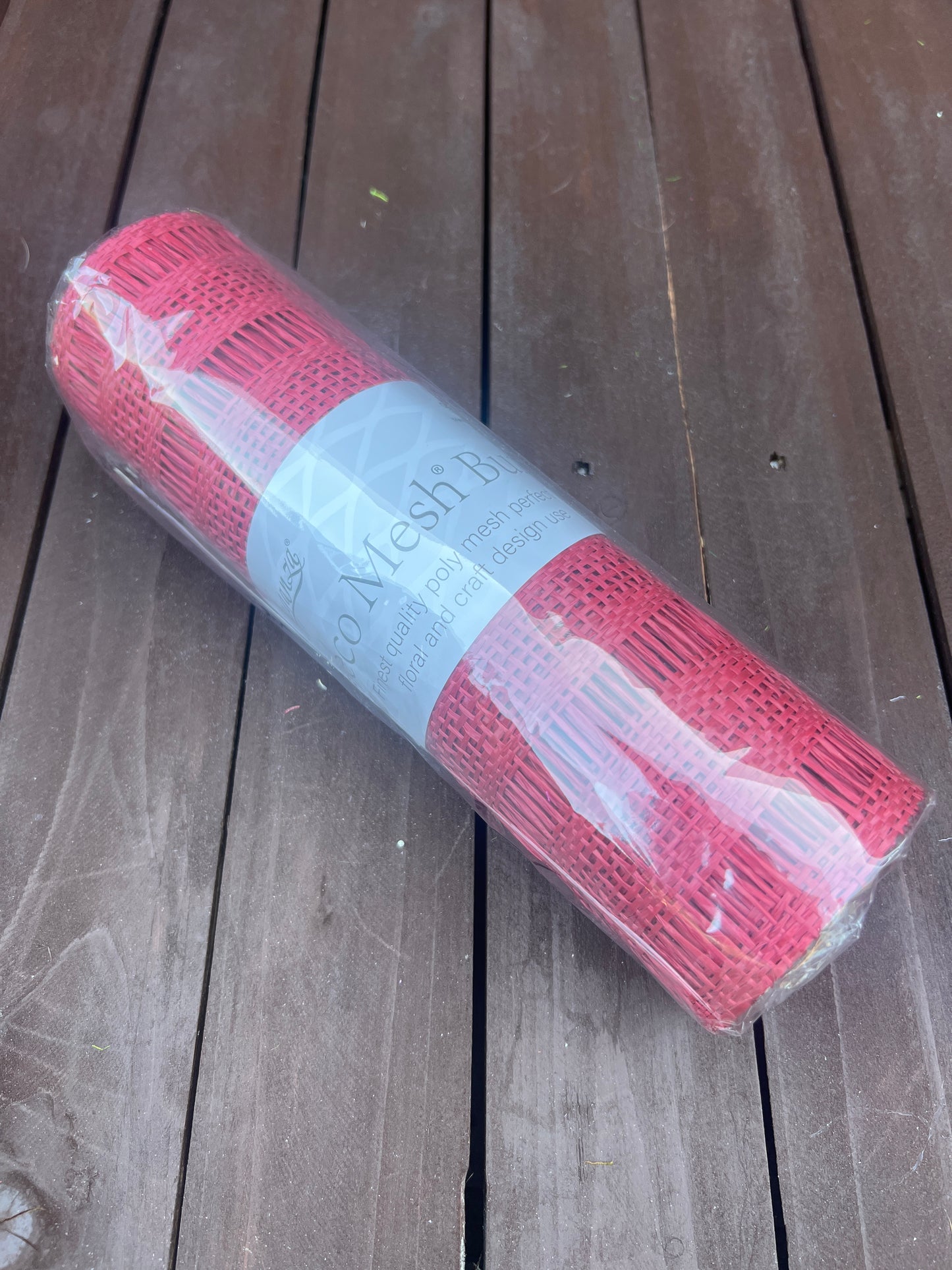 DECOMESH BURLAP STRIPE 25cm x 4.57m RED