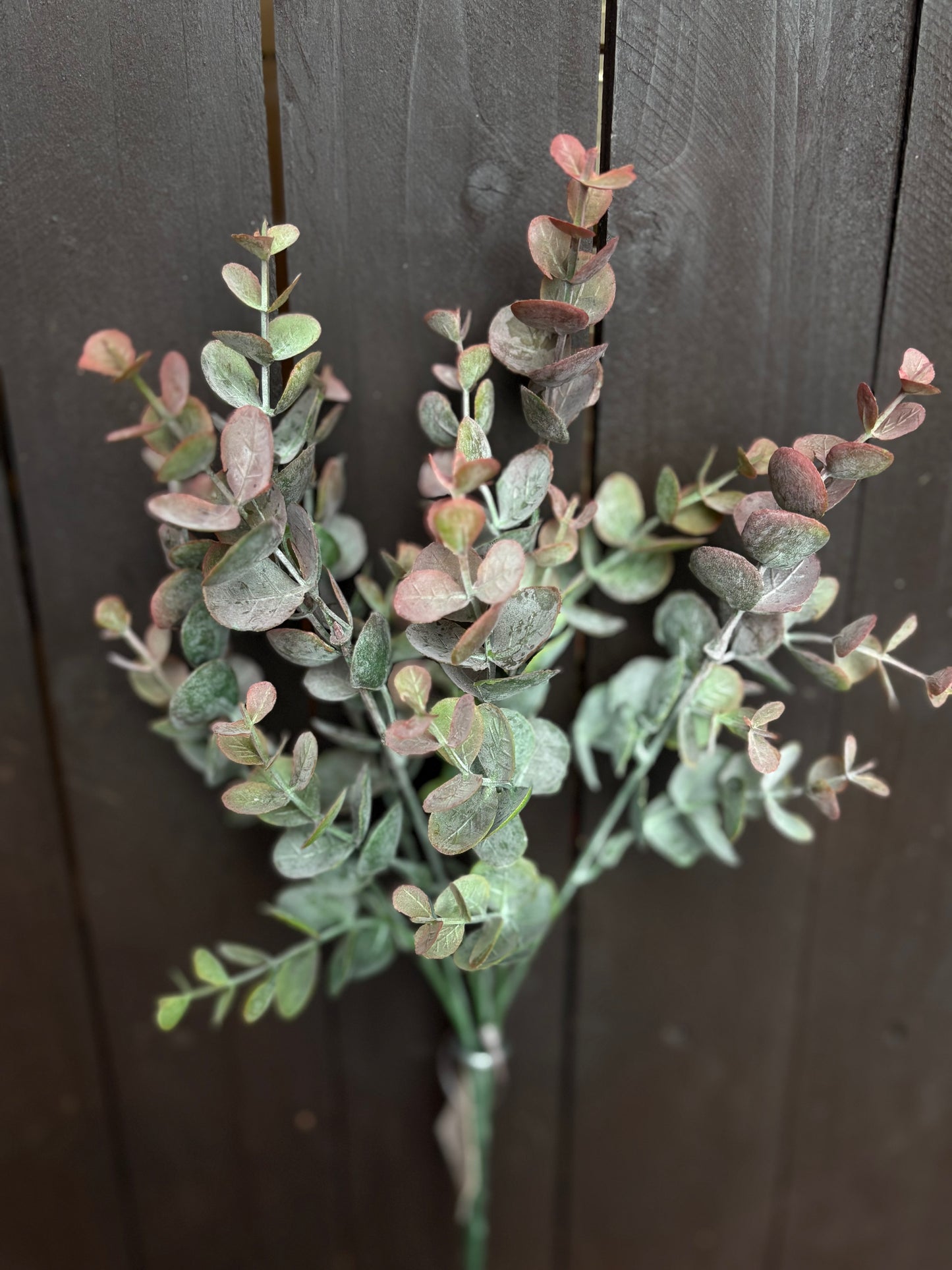 34cm MINI EUCALYPTUS BUSH ORANGE/RED