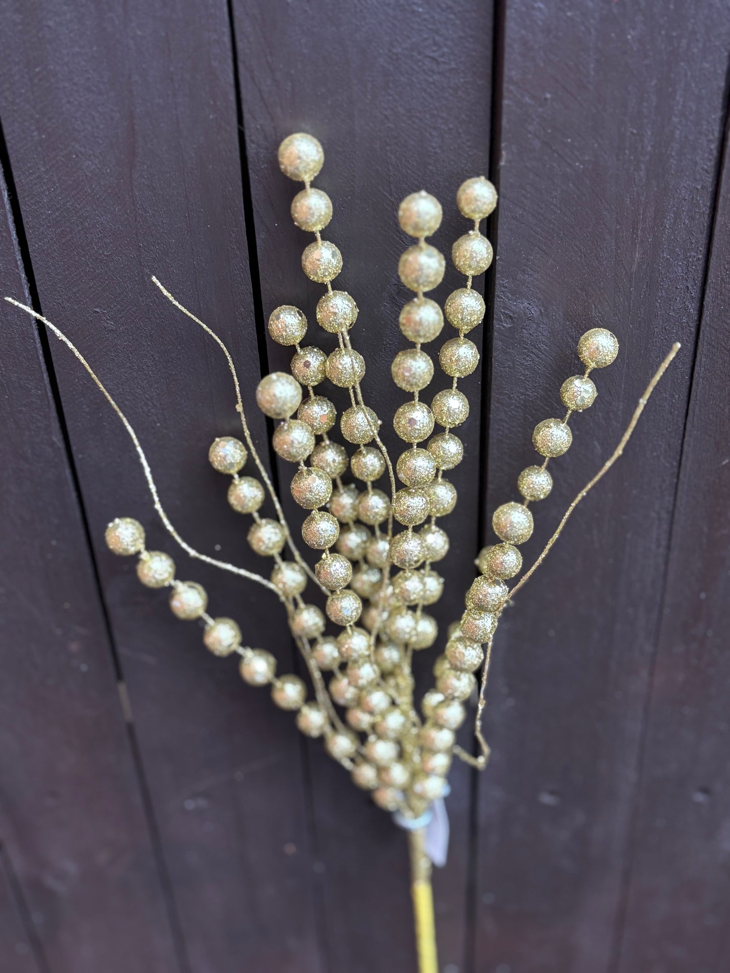 46cm GLITTERED BERRY & GRASS SPRAY GOLD