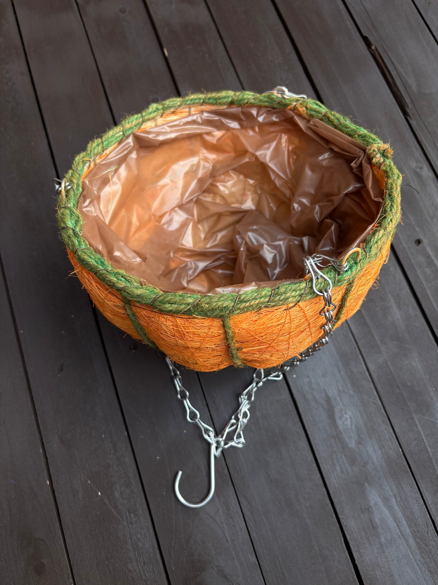 23cm SISAL PUMPKIN HANGING BASKET
