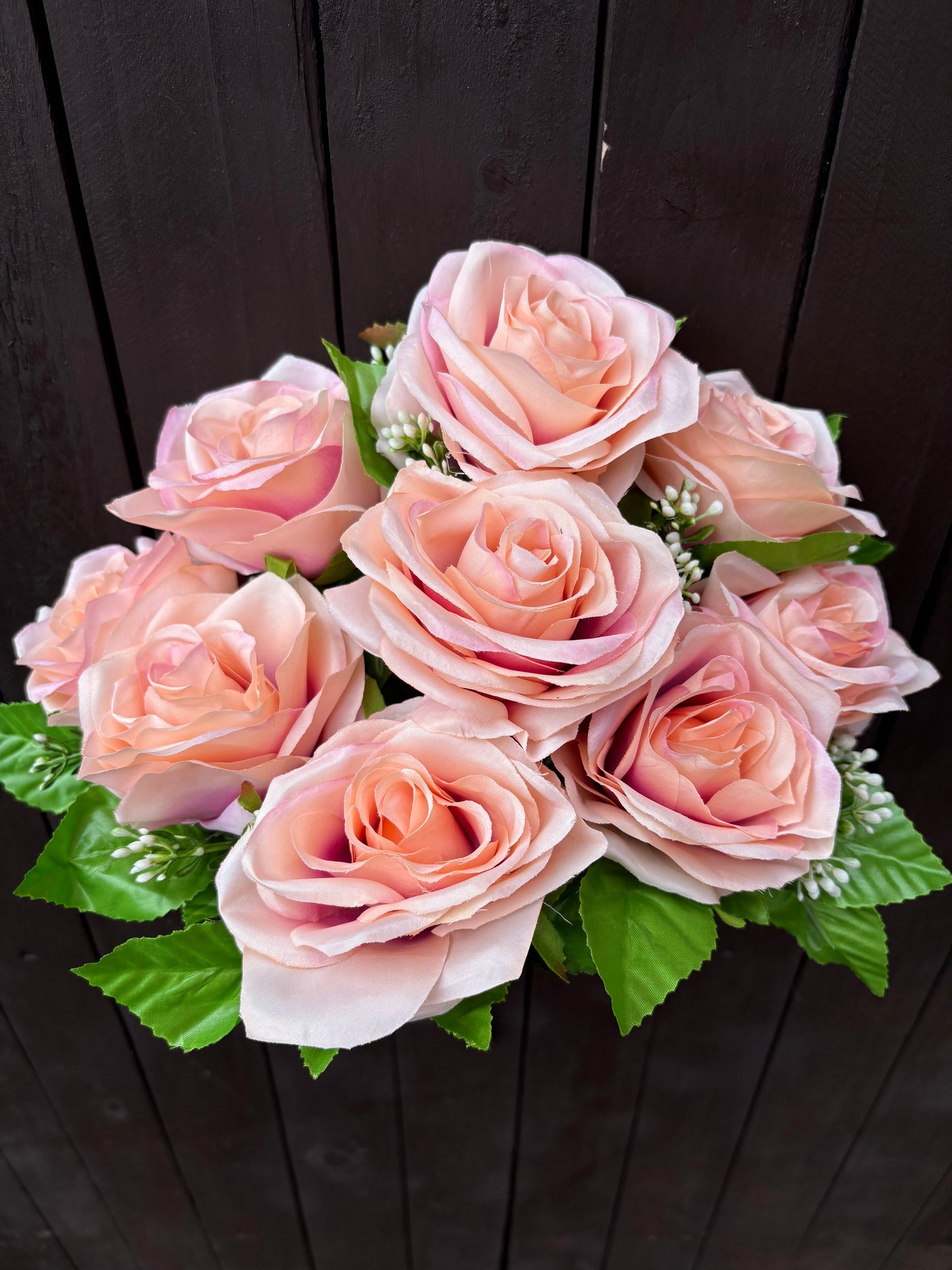 42cm 9 HEAD ROSE BUSH BLUSH PINK
