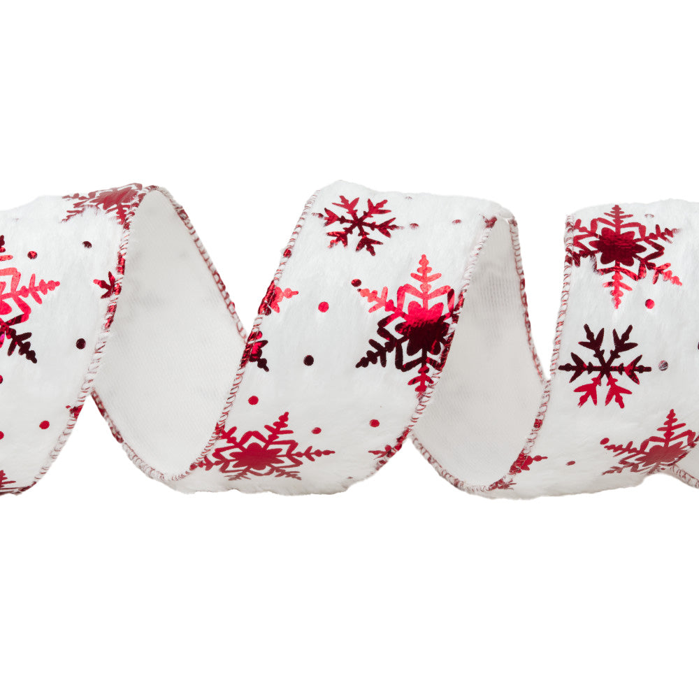 WIRED FUR SNOWFLAKE RIBBON 63mm x 10yrd