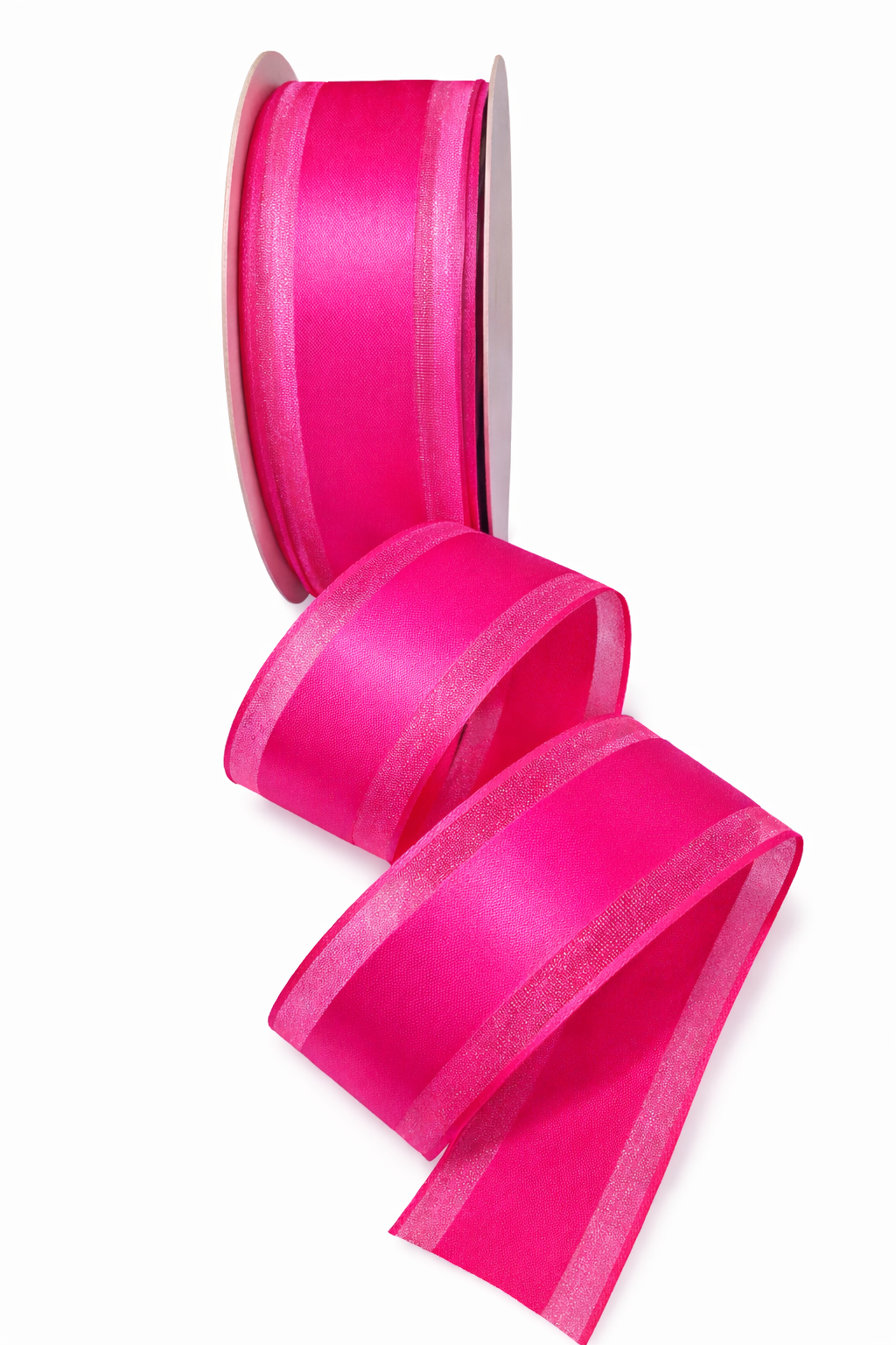 1.5inch WIRED HOT PINK SEE THROUGH EDGE RIBBON - SOLD PER 5 METRE
