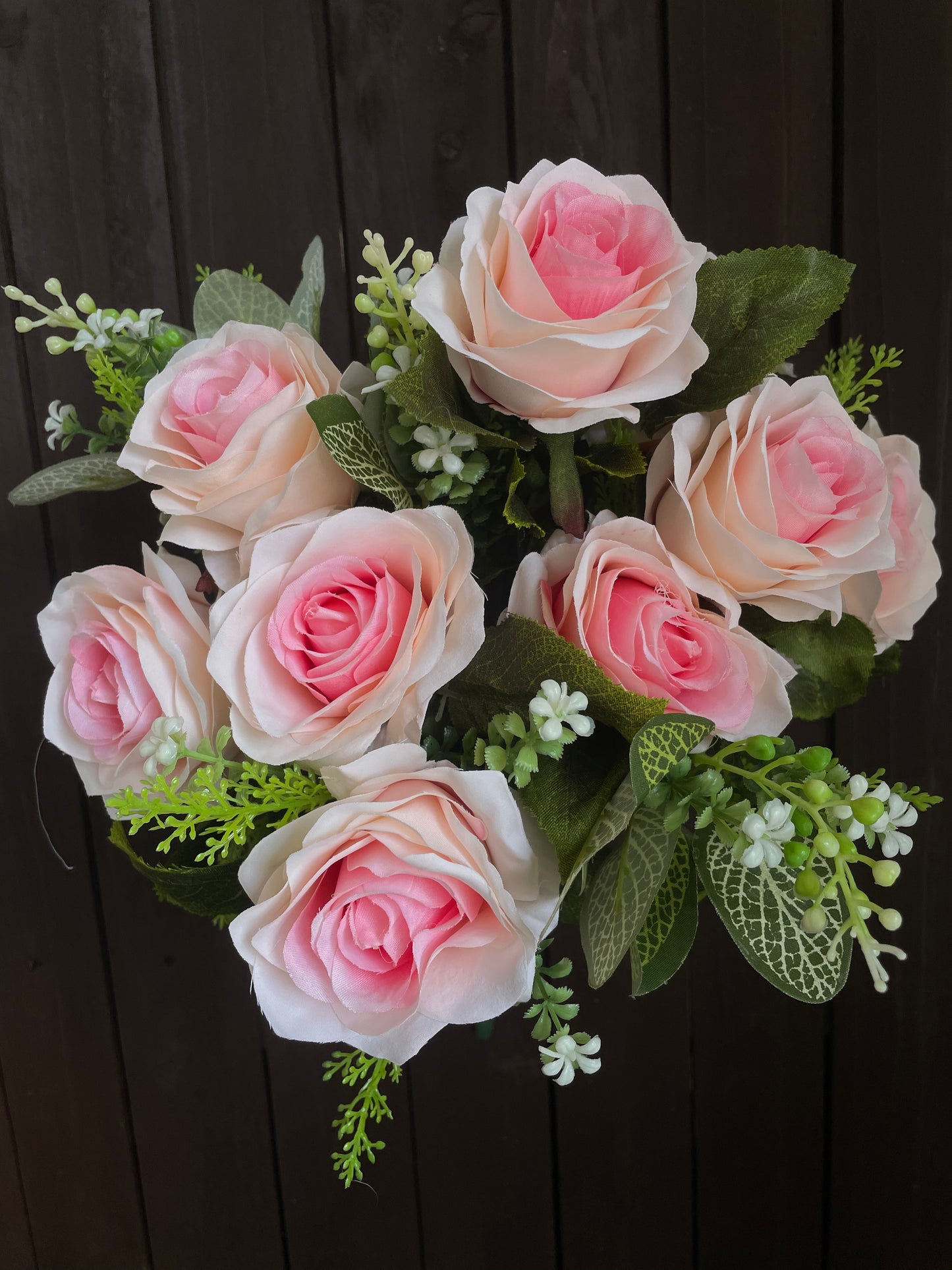 10 HEAD DELUXE MIXED PINK ROSE BUNCH