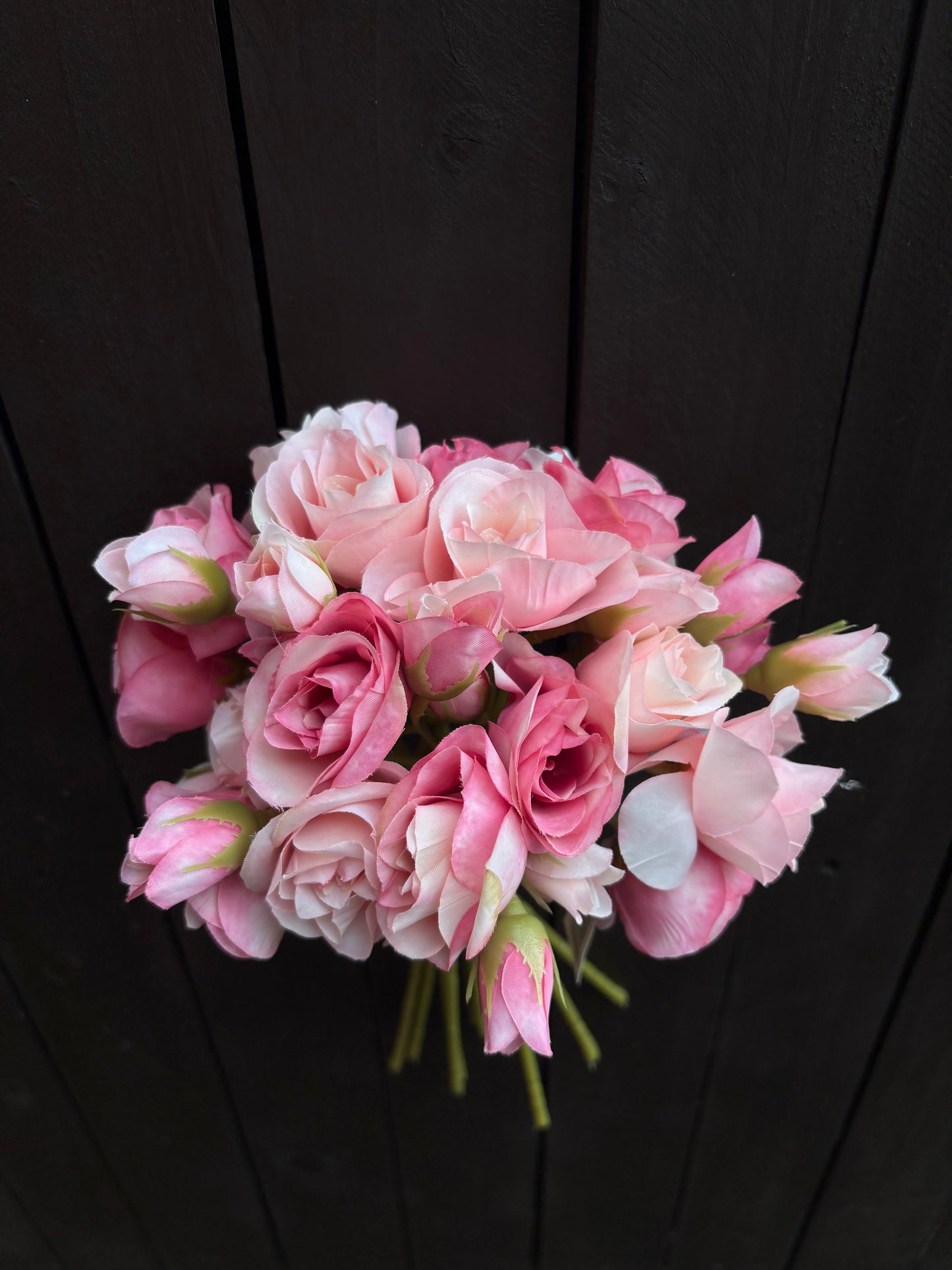 30cm MINI ROSE & ROSEBUD BUNDLE PINK/LIGHT PINK