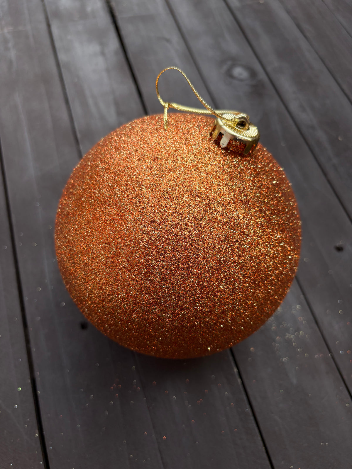 15cm CHRISTMAS BAUBLE COPPER GLITTER