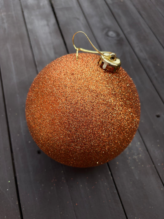 15cm CHRISTMAS BAUBLE COPPER GLITTER