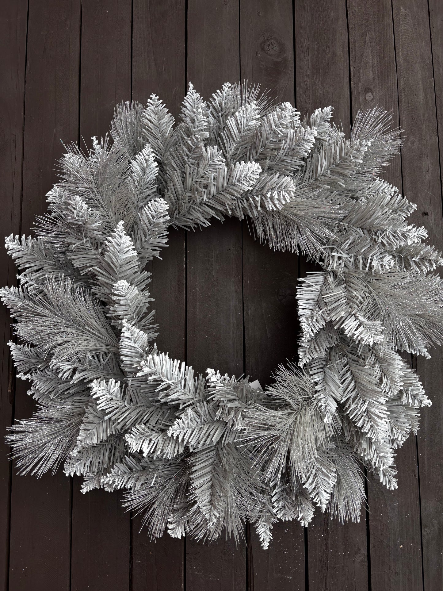50cm SILVER GLITTER WREATH