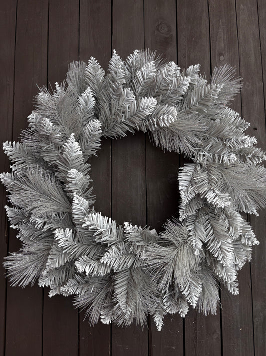 50cm SILVER GLITTER WREATH