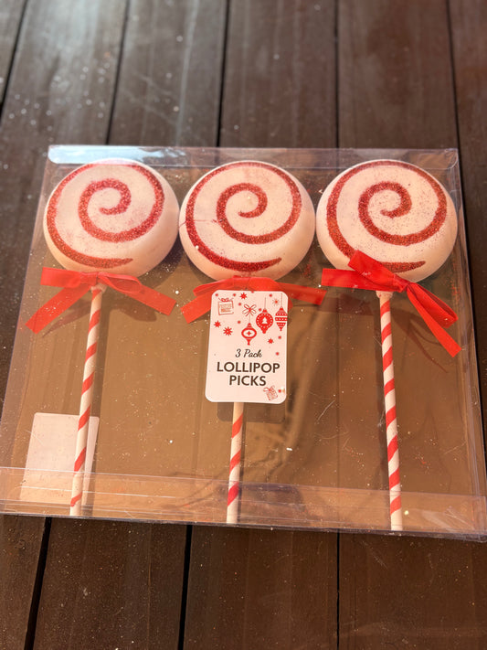 PK3 GLITTER LOLLIPOP RED/WHITE CURL