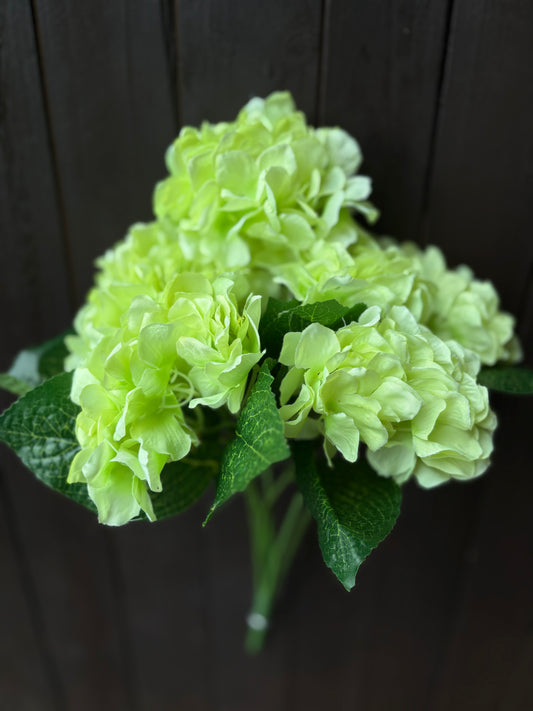 6 HEAD BRIGHT HYDRANGEA LIME GREEN