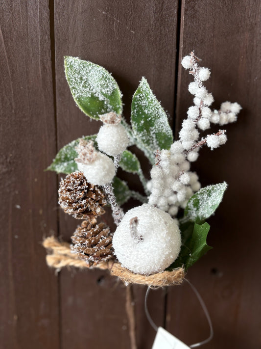 24CM WHITE SNOW APPLE CONE PICK